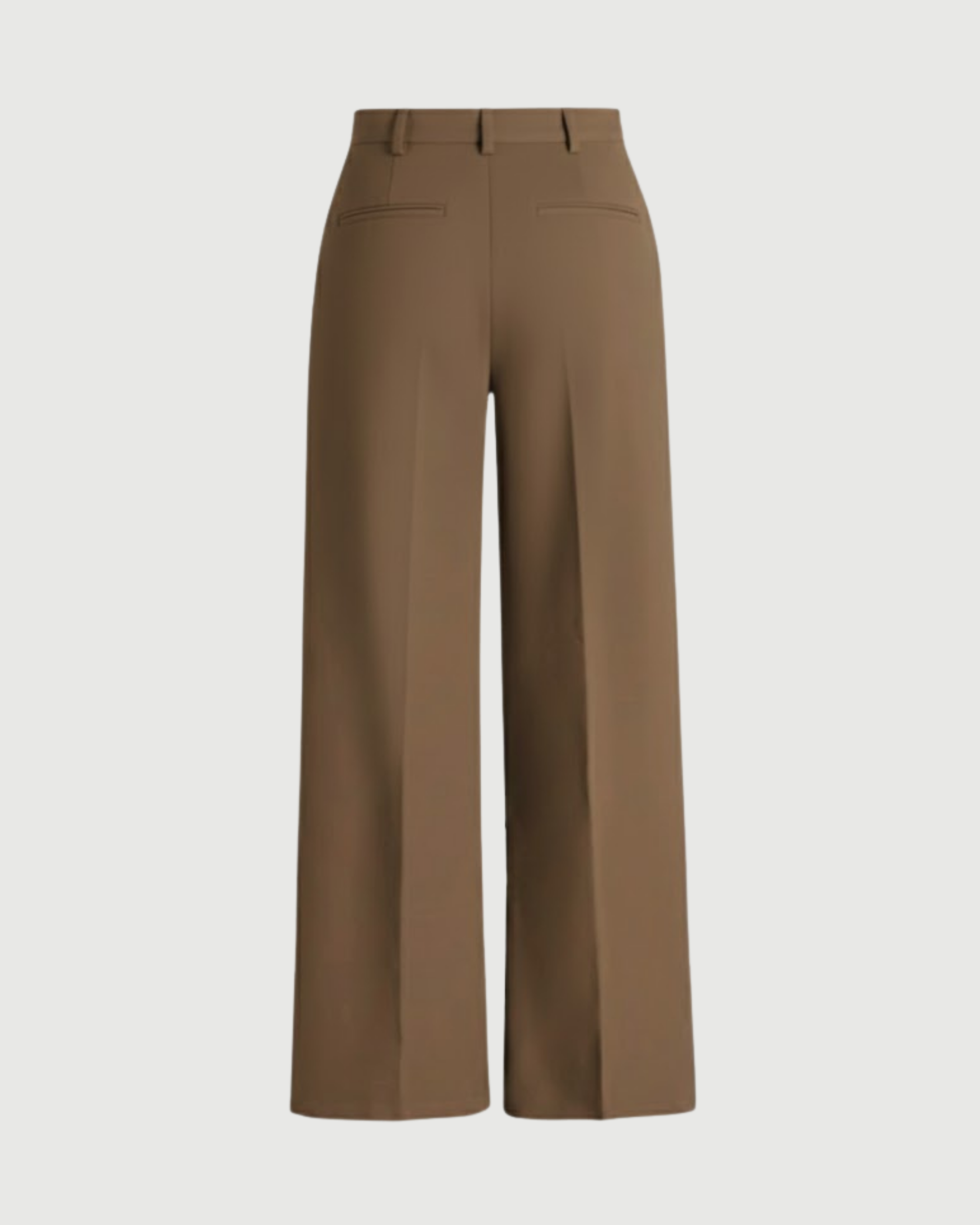 Classic Pleated Straight Leg Trousers- Brown