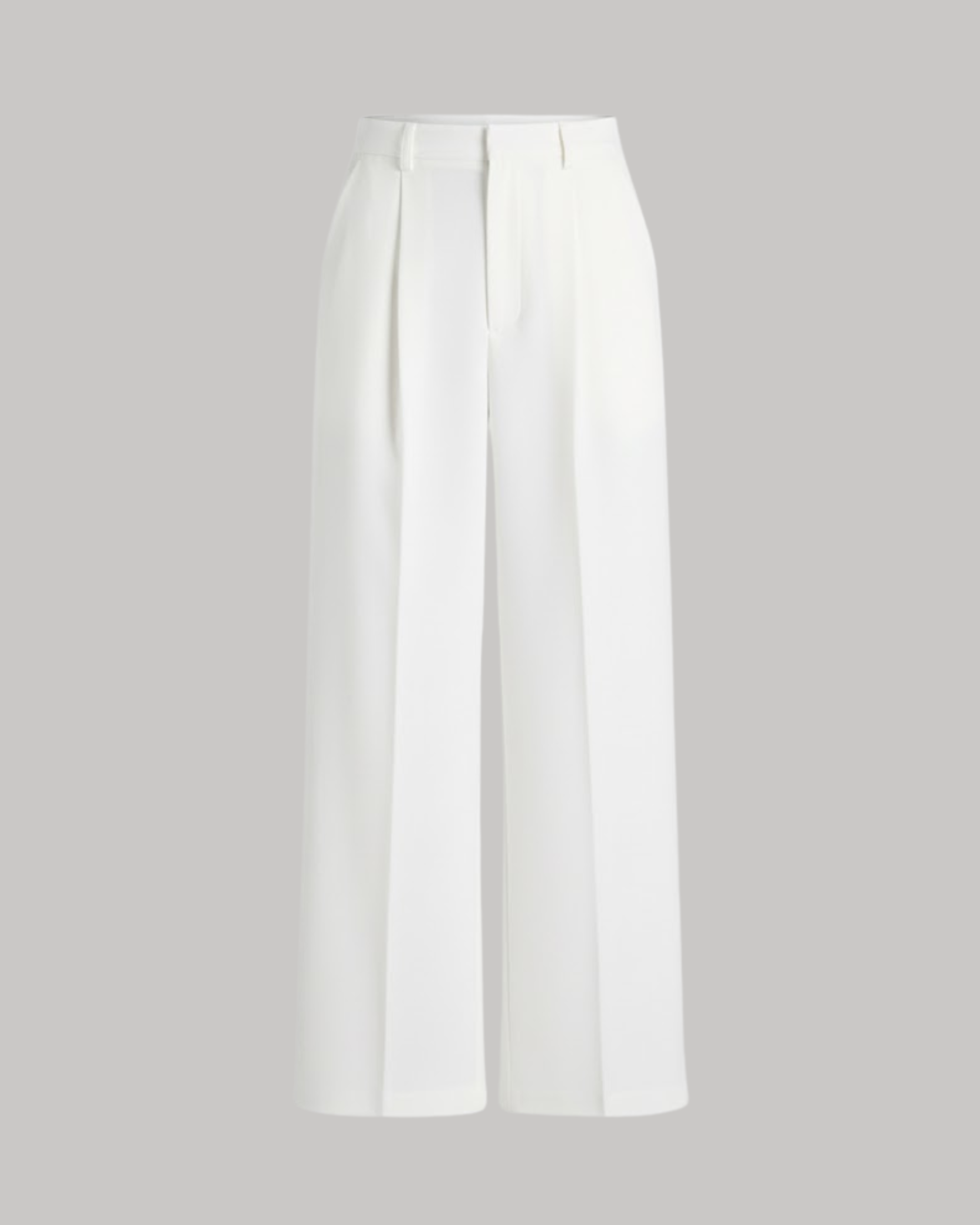 Classic Pleated Straight Leg Trousers- White