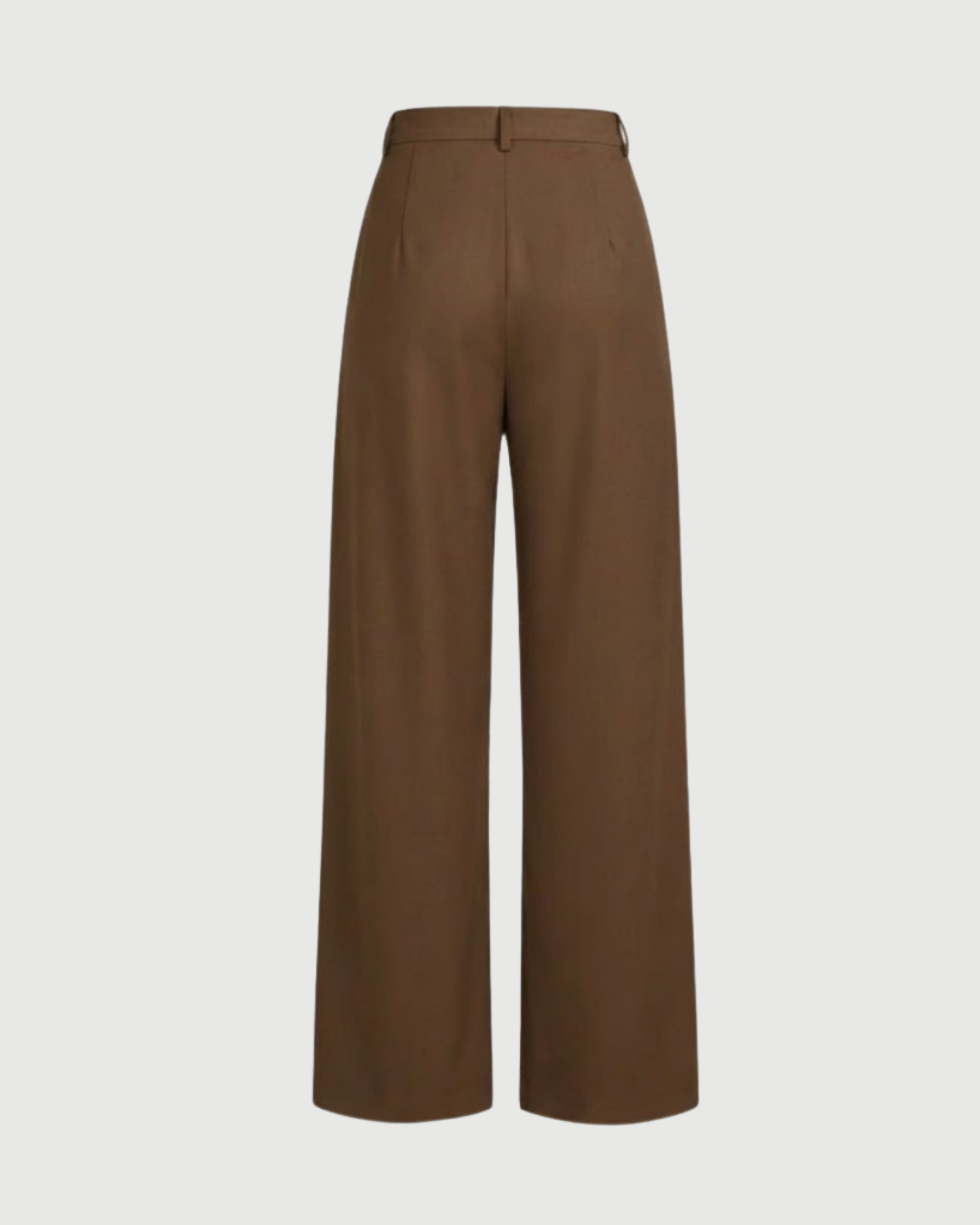 Tailored Wide-Leg Belted Trousers-Brown