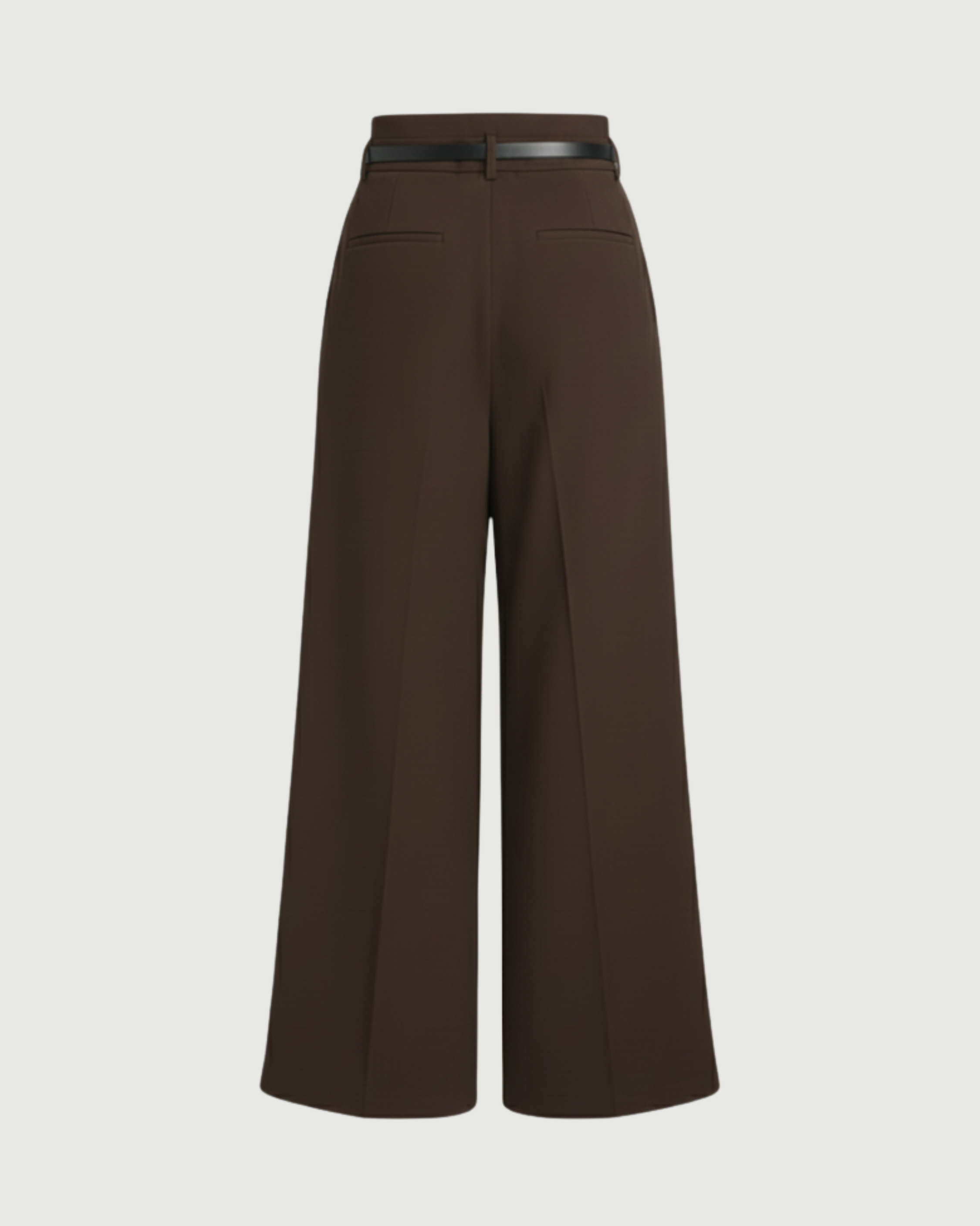 Flowy Belted Wide Leg Pants-Coffee