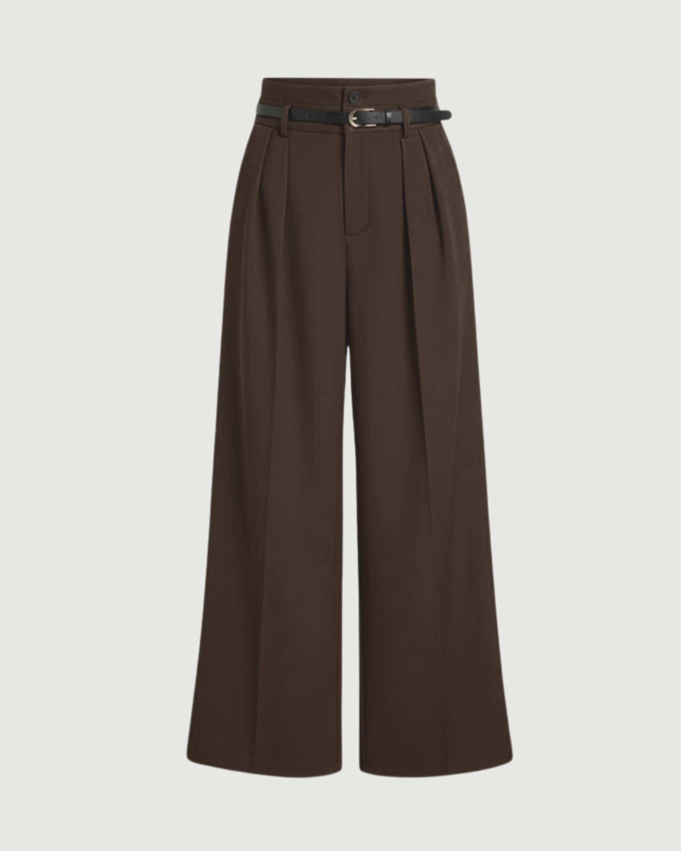 Flowy Belted Wide Leg Pants-Coffee