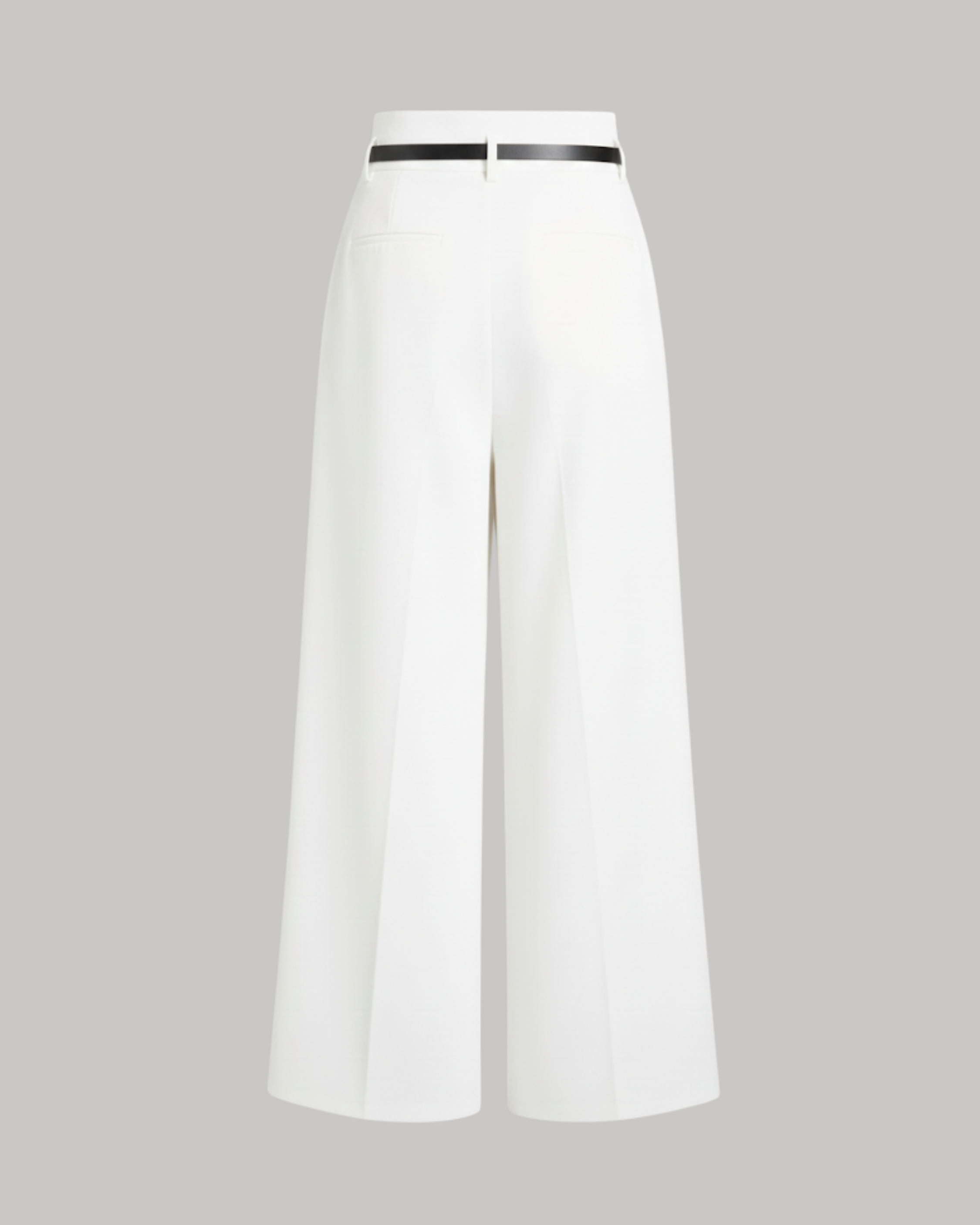 Flowy Belted Wide Leg Pants- White
