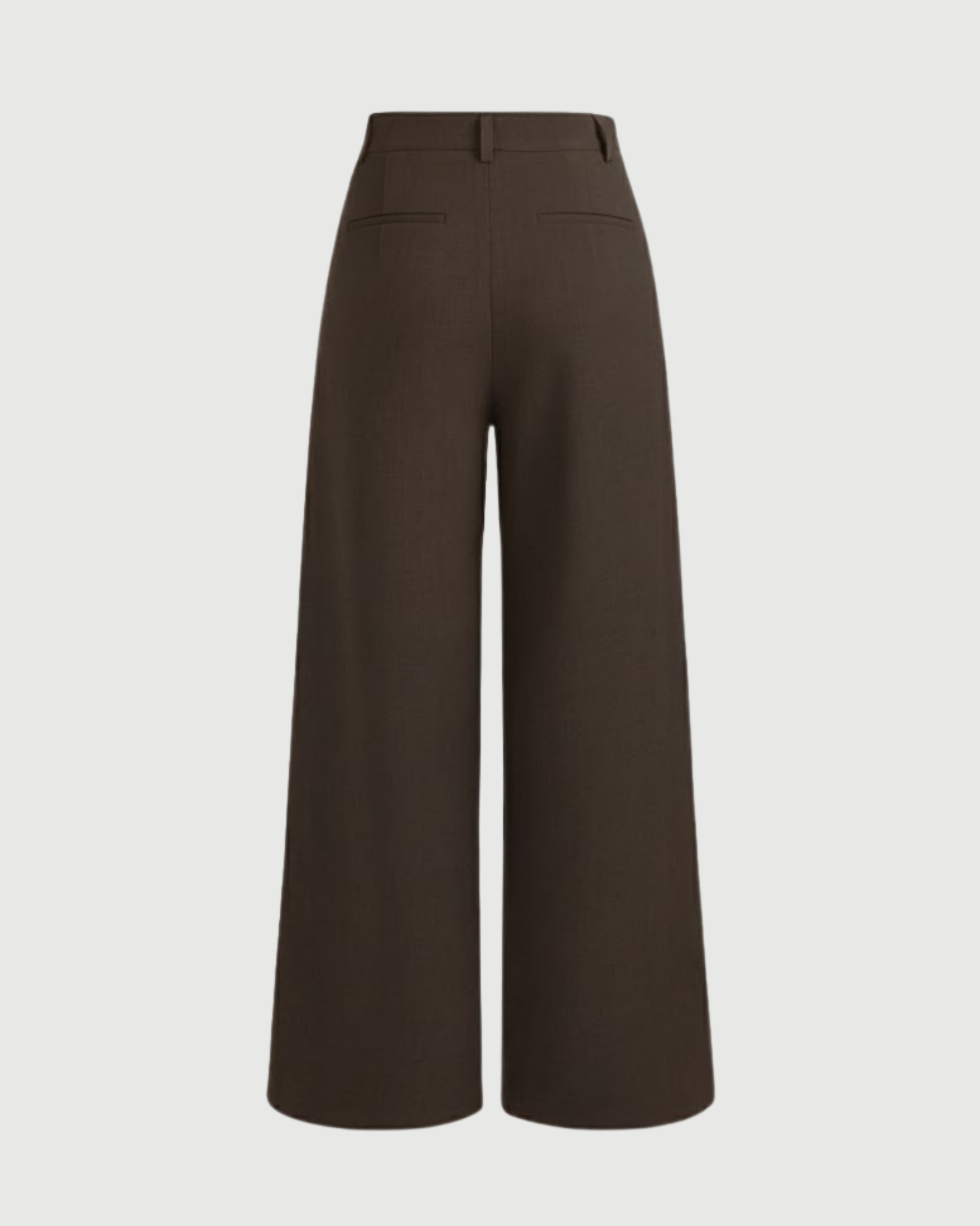 Button Detail Wide Leg Trousers-Coffee