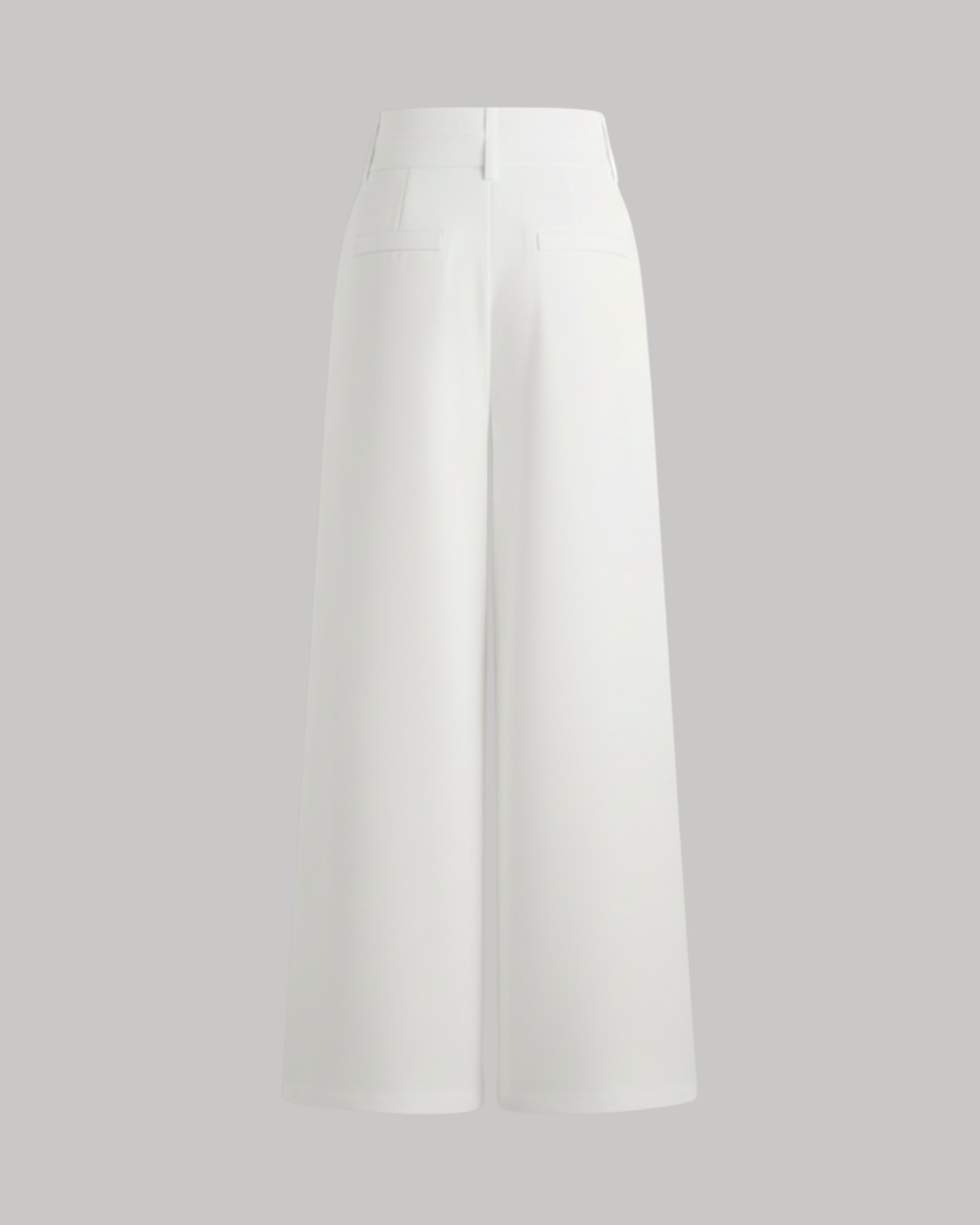 Button Detail Wide Leg Trousers- White