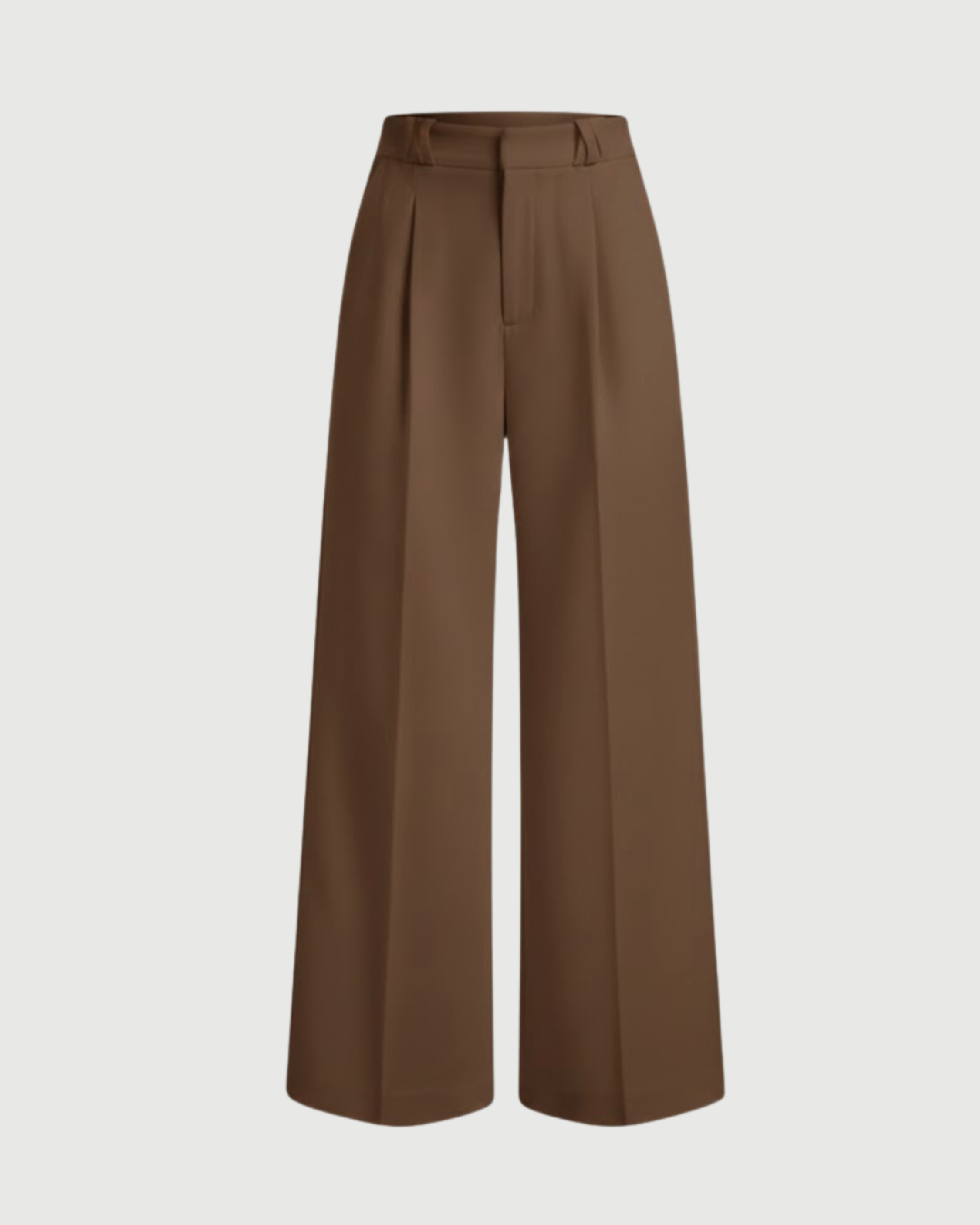 Sleek Pleated Straight Leg Pants-Brown