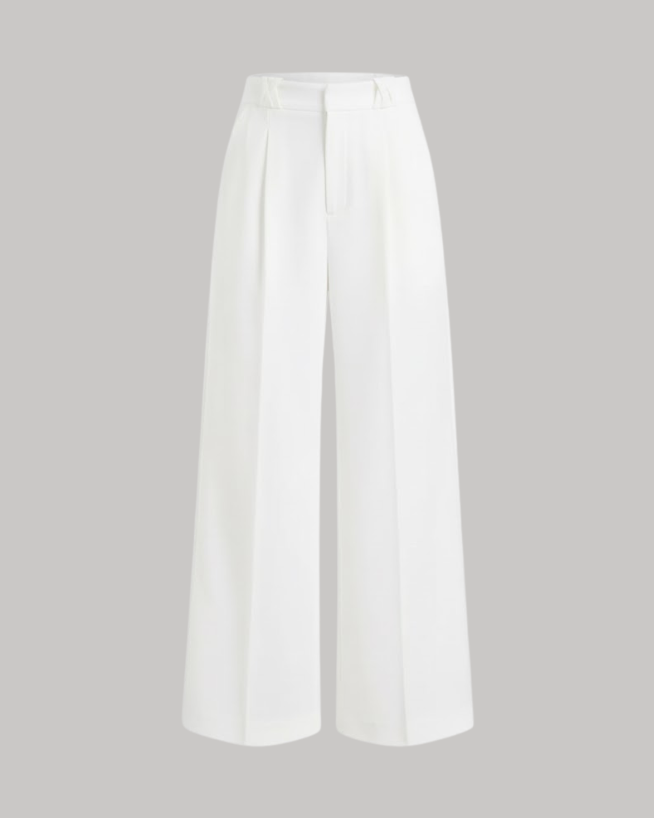 Sleek Pleated Straight Leg Pants- White