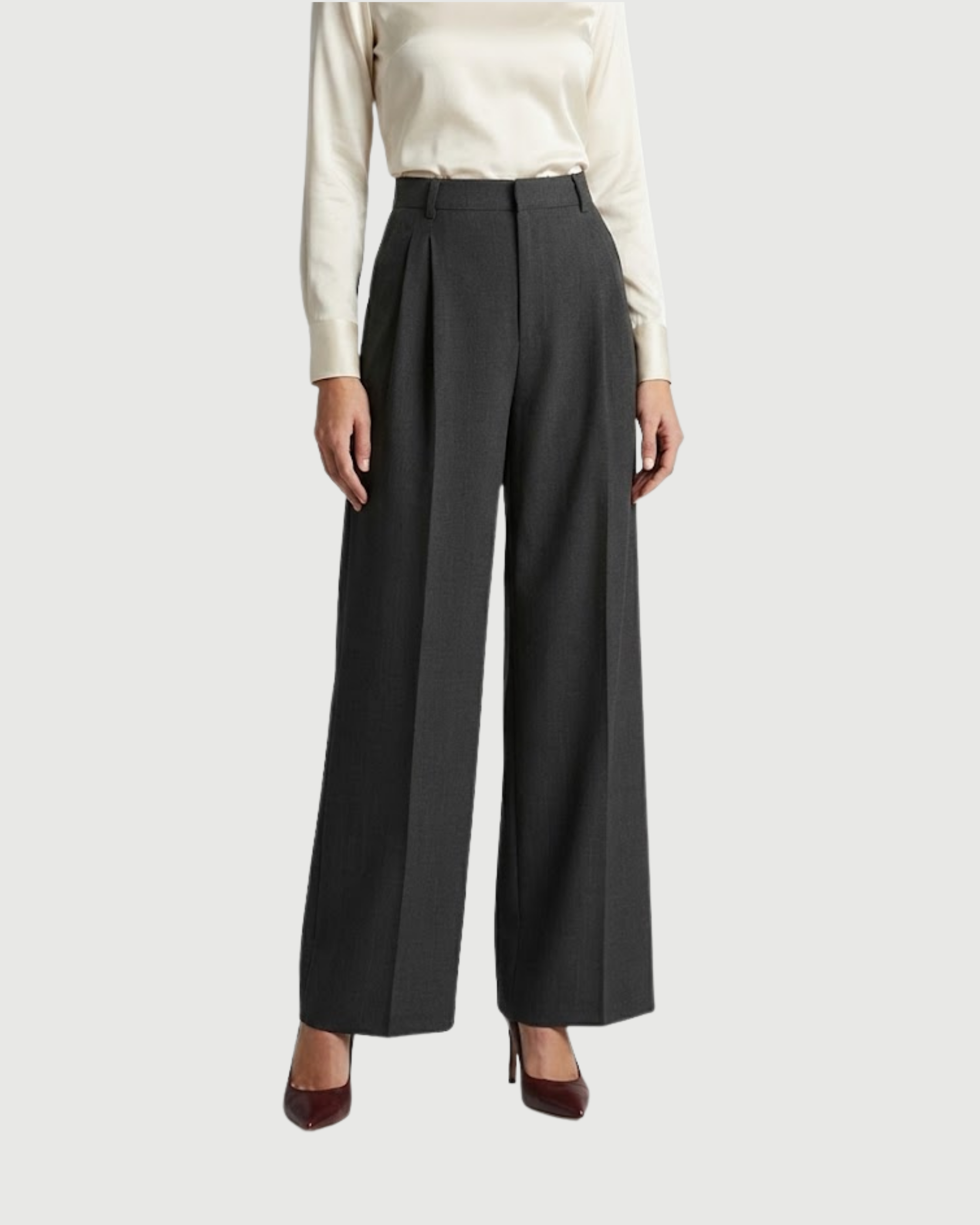 Functional Pleated Pockets Trousers- Black