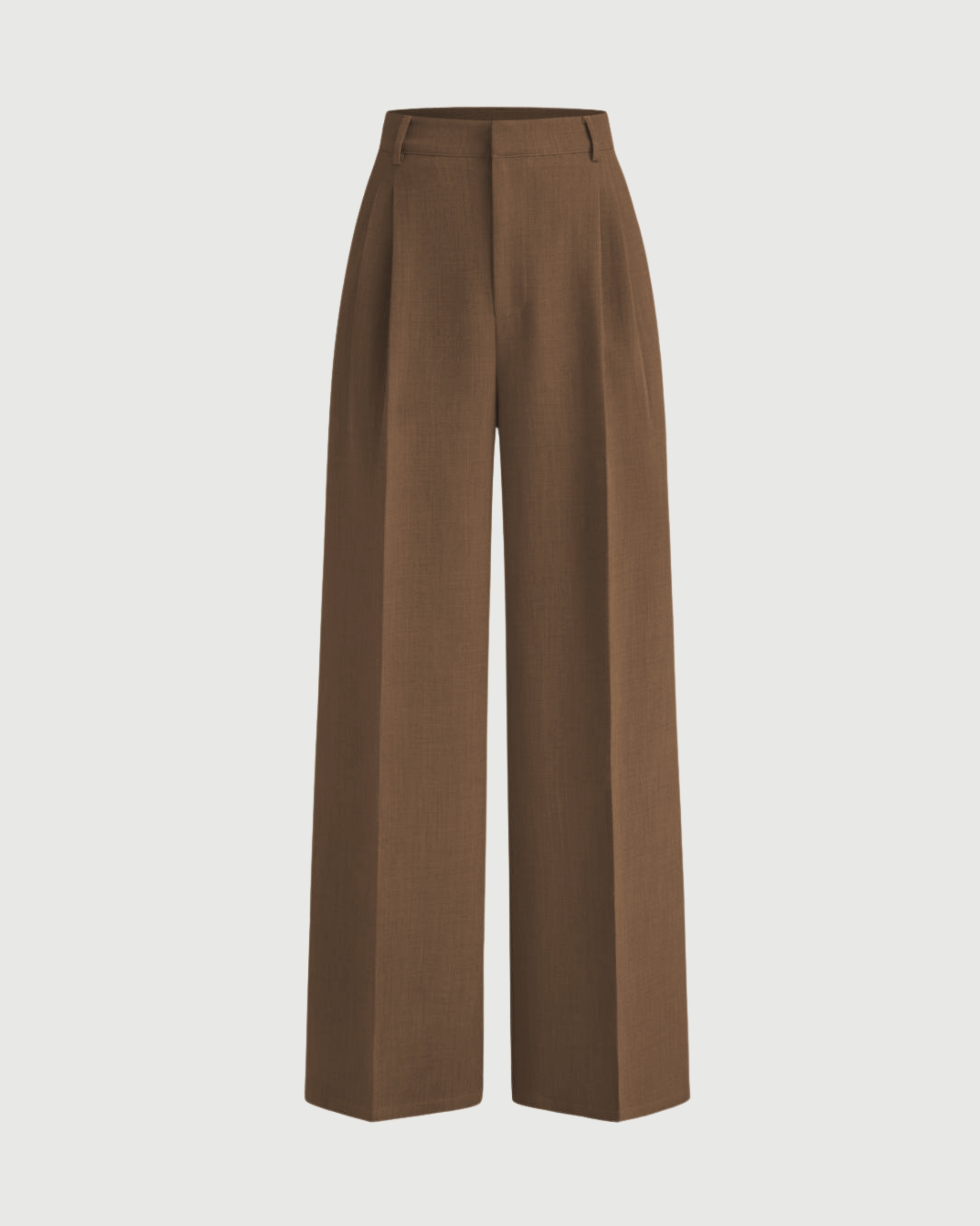 Functional Pleated Pockets Trousers-Brown