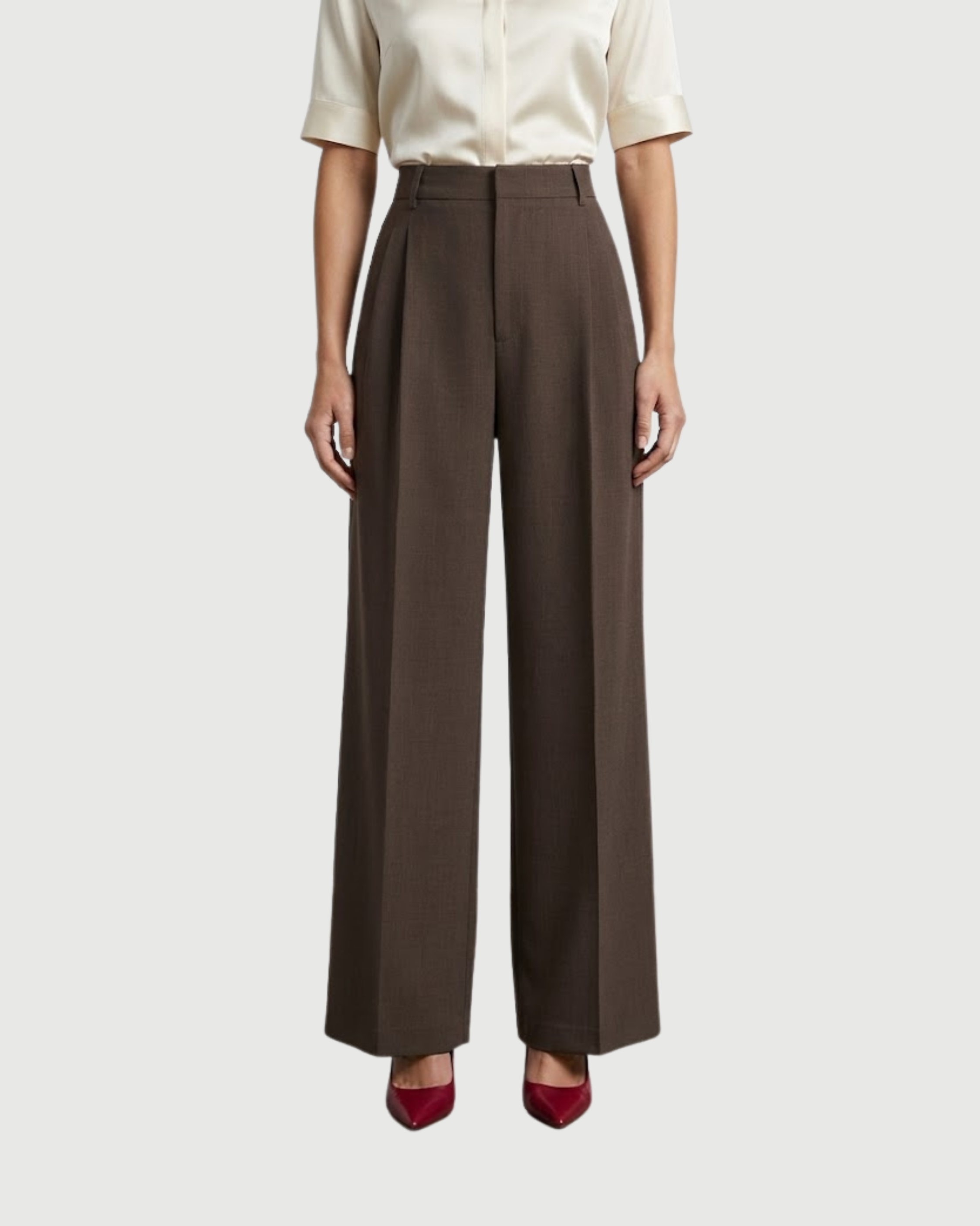 Functional Pleated Pockets Trousers-Coffee