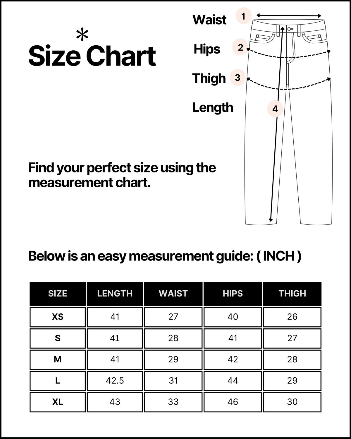 Size chart for this product