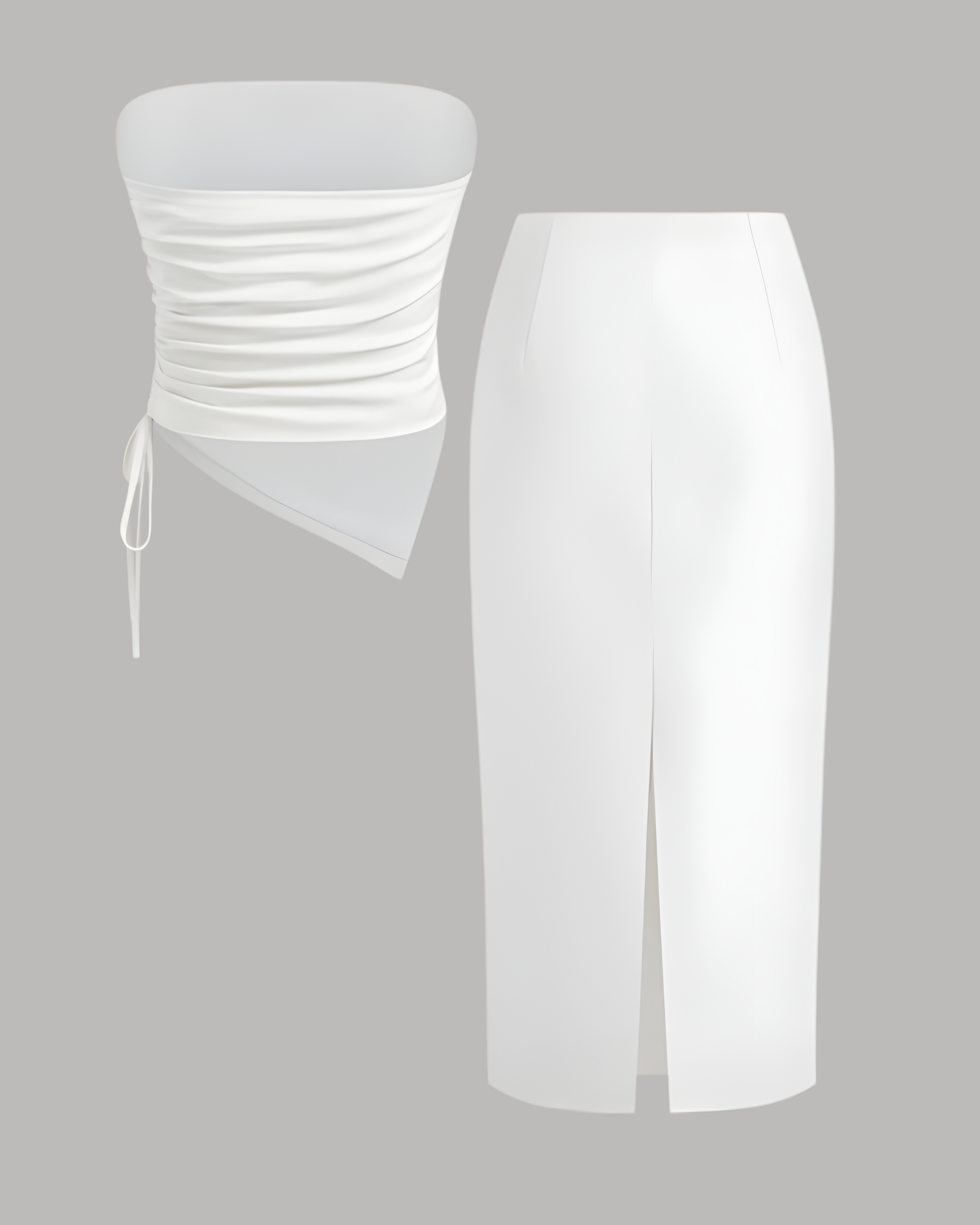 Linen Blend Bandeau & Split Maxi Skirt Co-ord