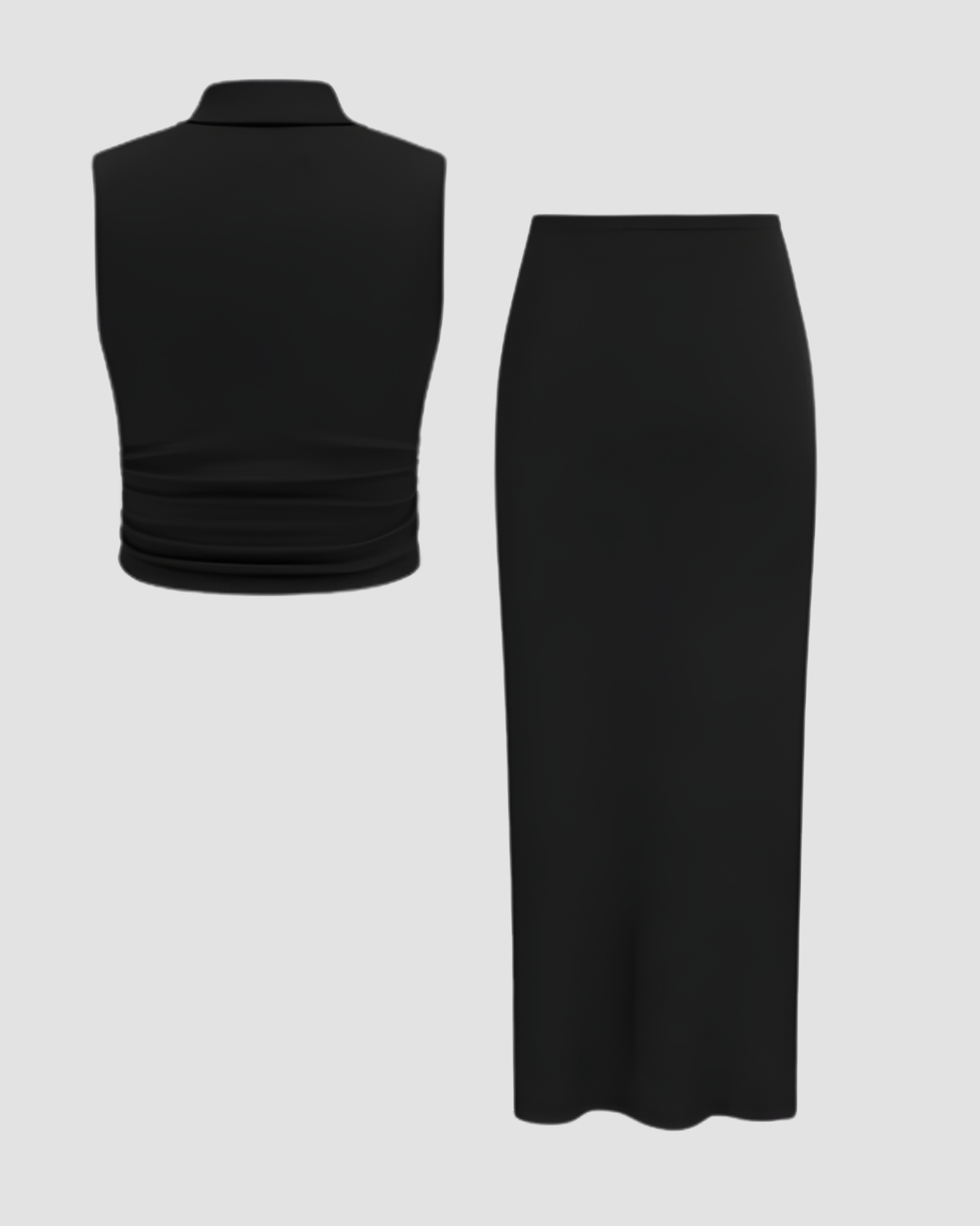 Ruched Tank & Knotted Split Maxi Skirt Set