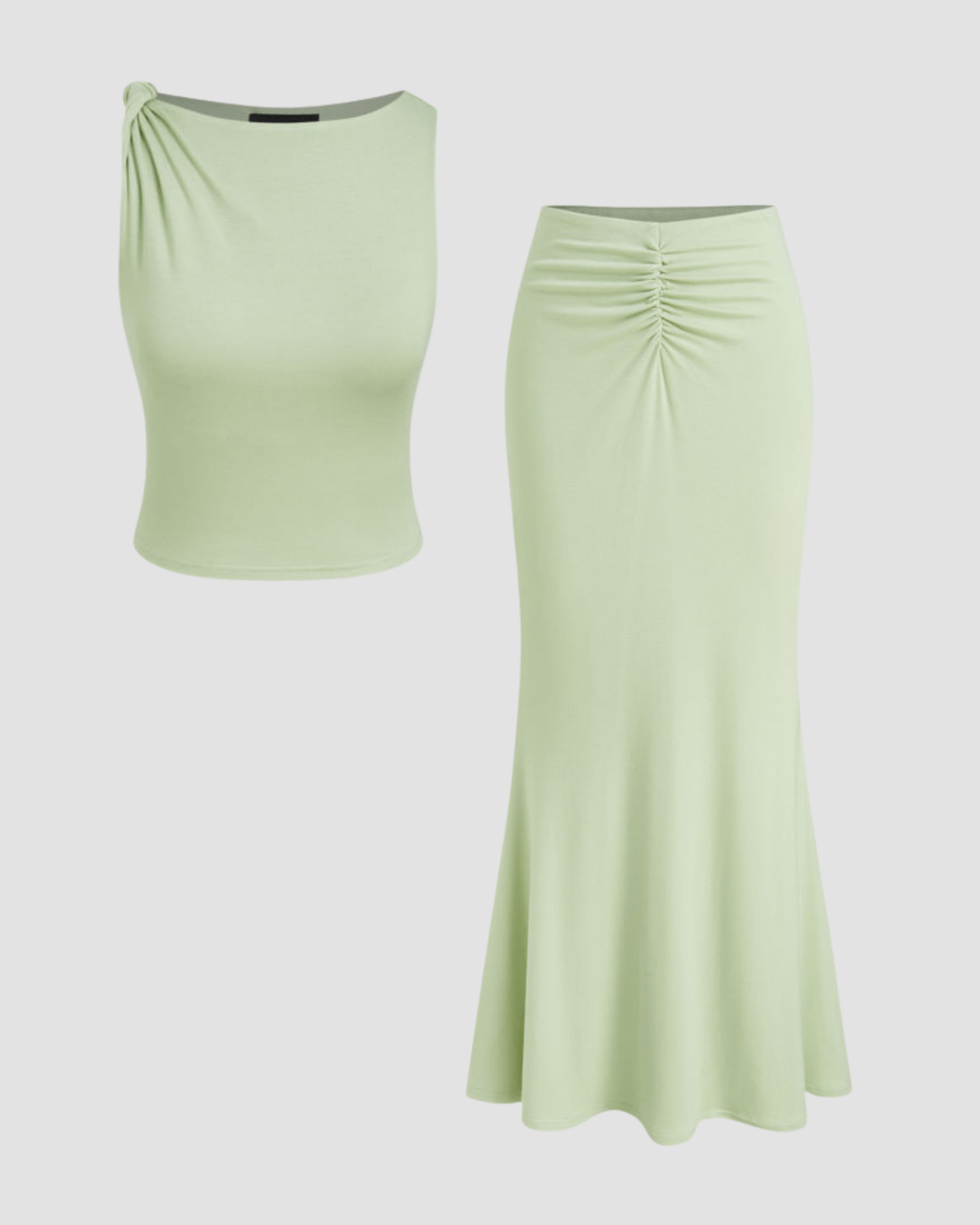 Twist-Front Tank & Ruffle Maxi Skirt Set