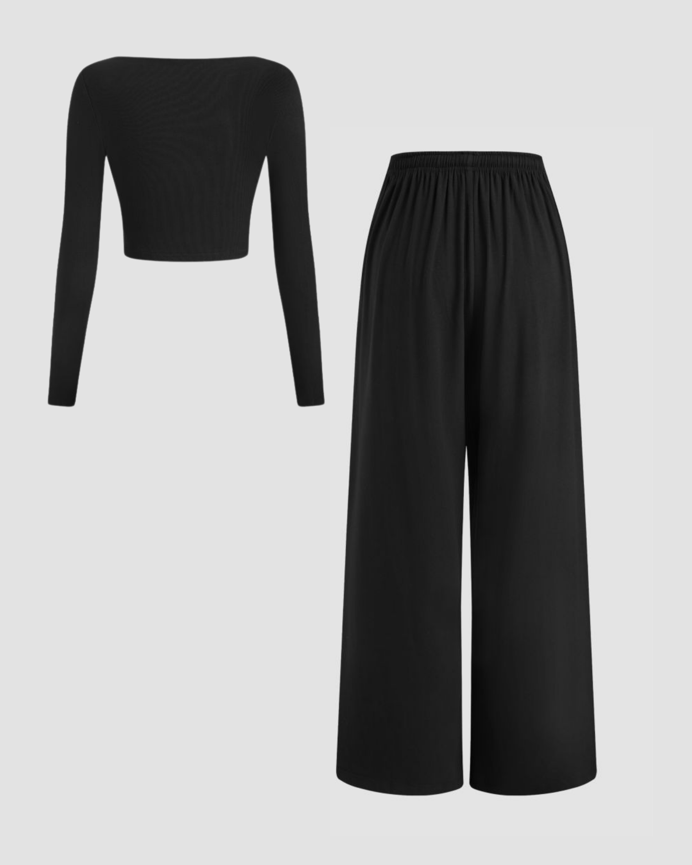 Solid Round Neck Knotted Matching Set