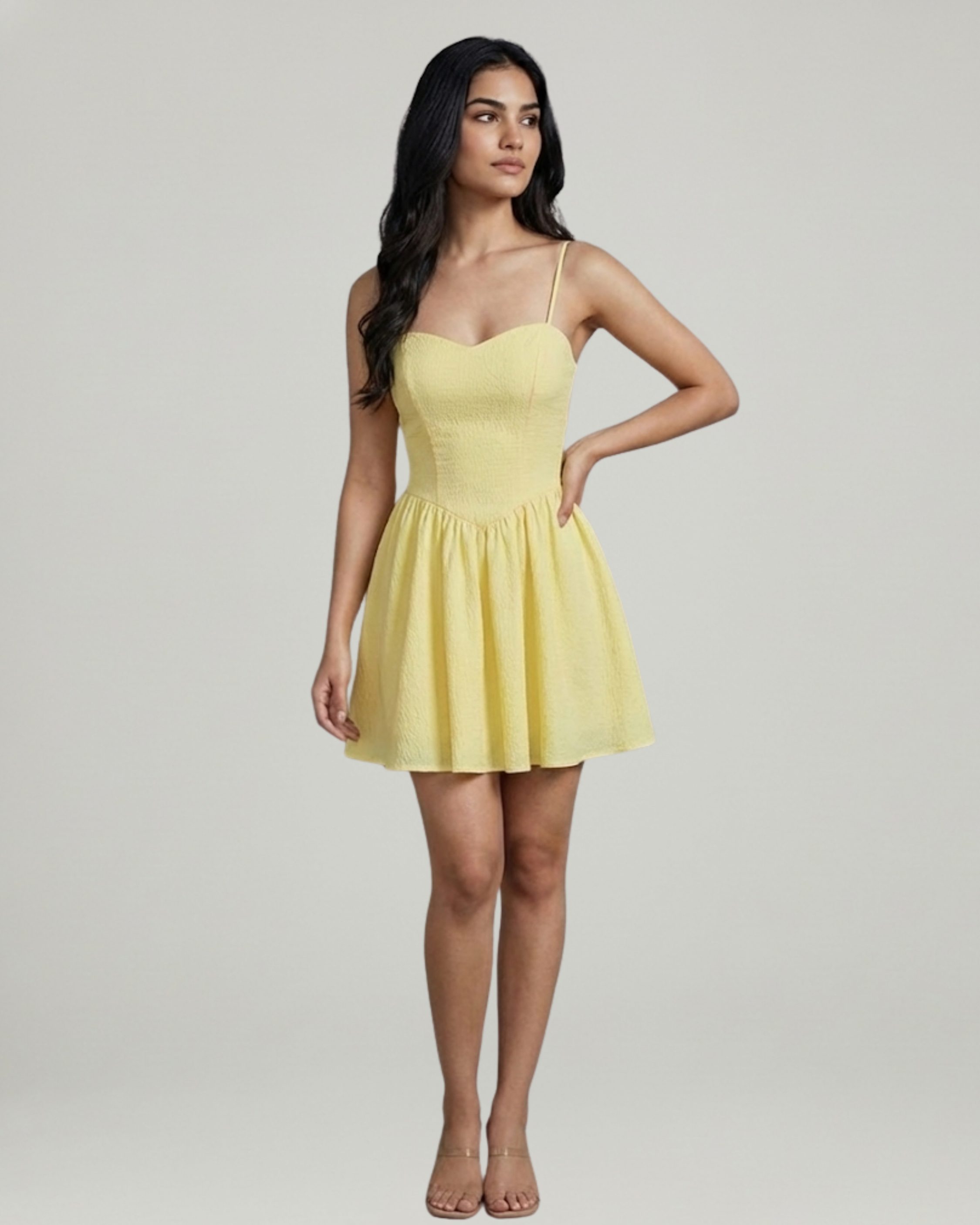 Romantic Back Bow Tie Yellow Summer Dress-Yellow