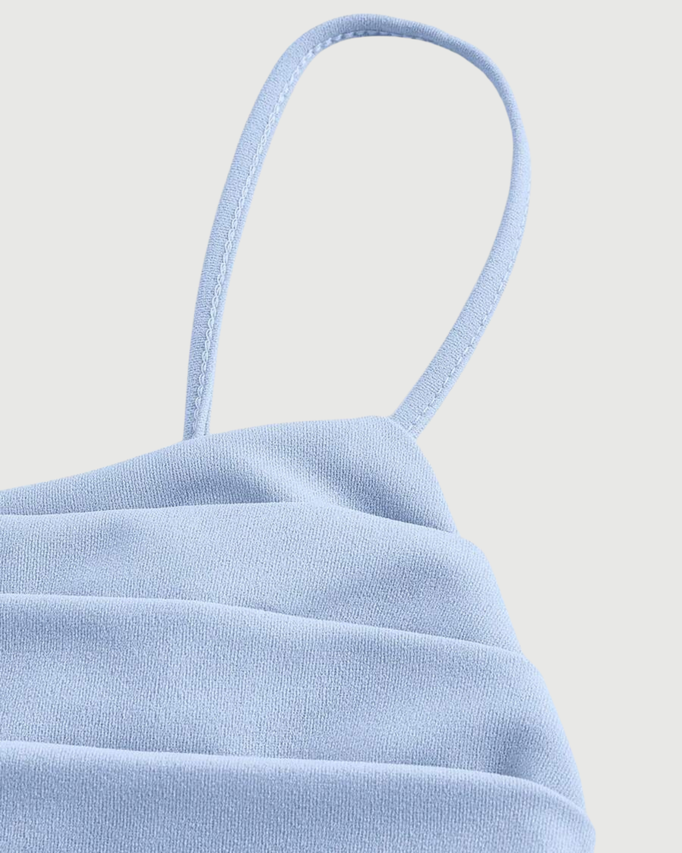 Elegant Backless Ruched Summer Cami Dress-Baby Blue