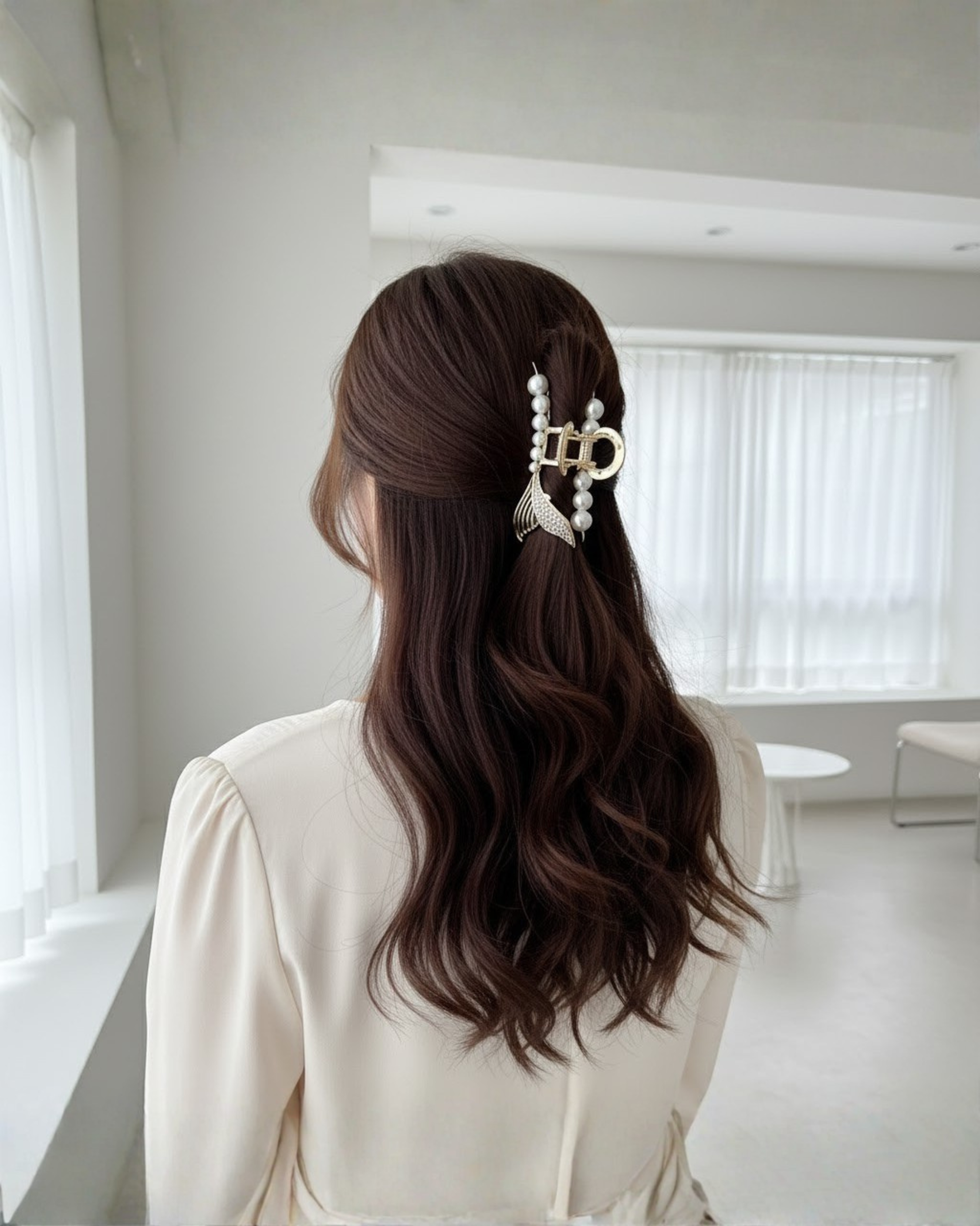 Large Pearl Hair Claw Clips,Metal Claw Clips For Thick Long Hair