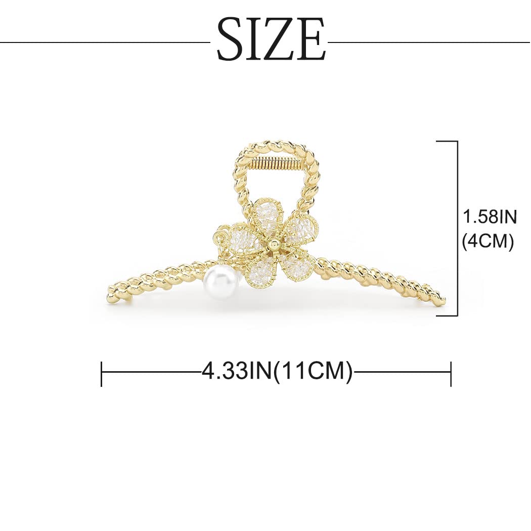 Flower Pearl Hair Claw Flower Metal Hair Clip