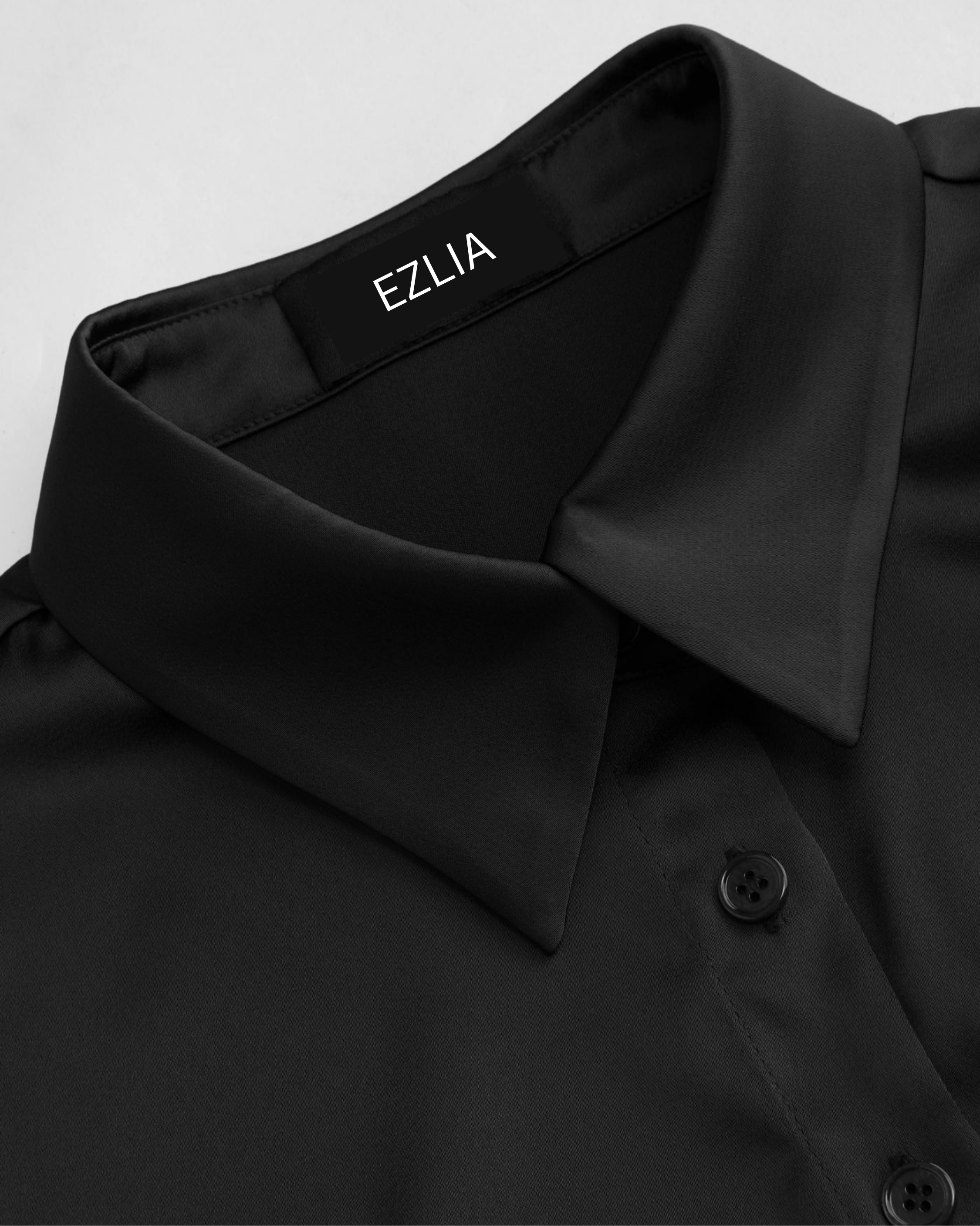 Collared Satin Shirt with Short Sleeves