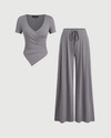 Stylish Grey Wrap Co-ord Set