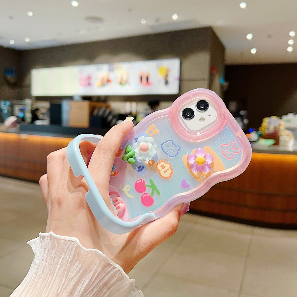 Ezlia 3D Fancy Bear Toy PC (Hard) | TPU (Soft) Printed iPhone 15 mini Cover with Stand 