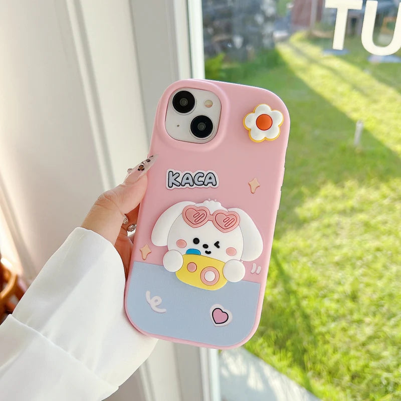Ezlia 3D Spin Flower Silicone Soft iPhone 15 Case
