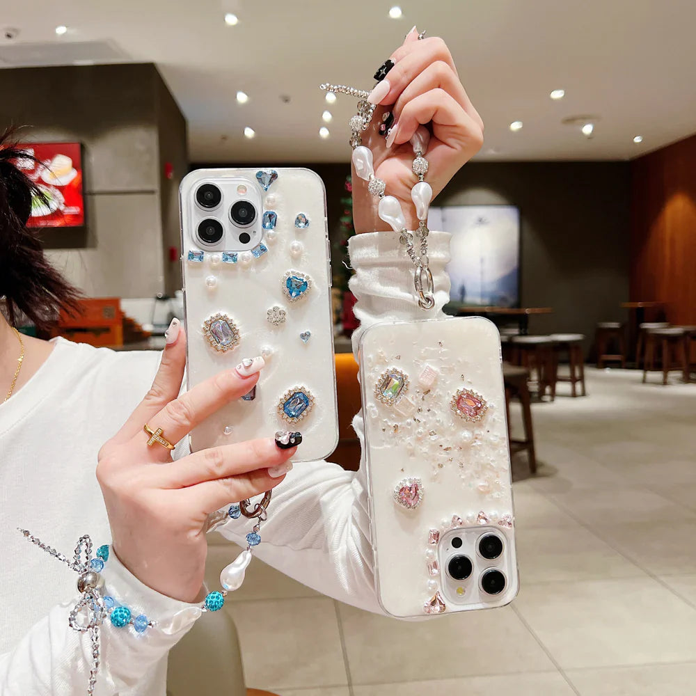 Ezlia Colourful Stone iPhone 14 Case with Charm