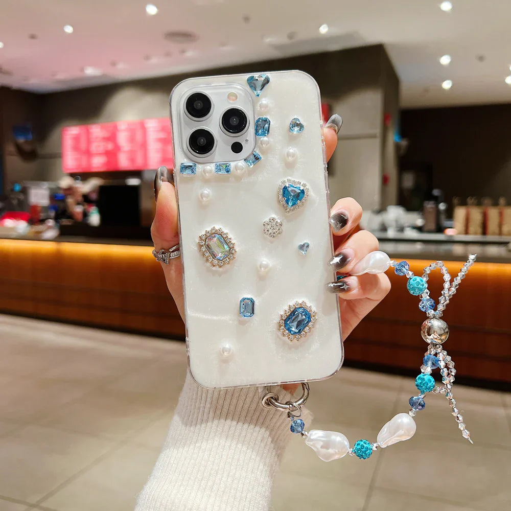 Ezlia Colourful Stone iPhone 16 Case with Charm