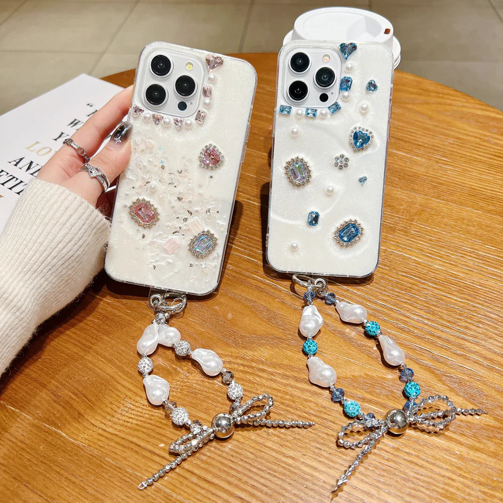 Ezlia Colourful Stone iPhone 16 Mini Case with Charm 