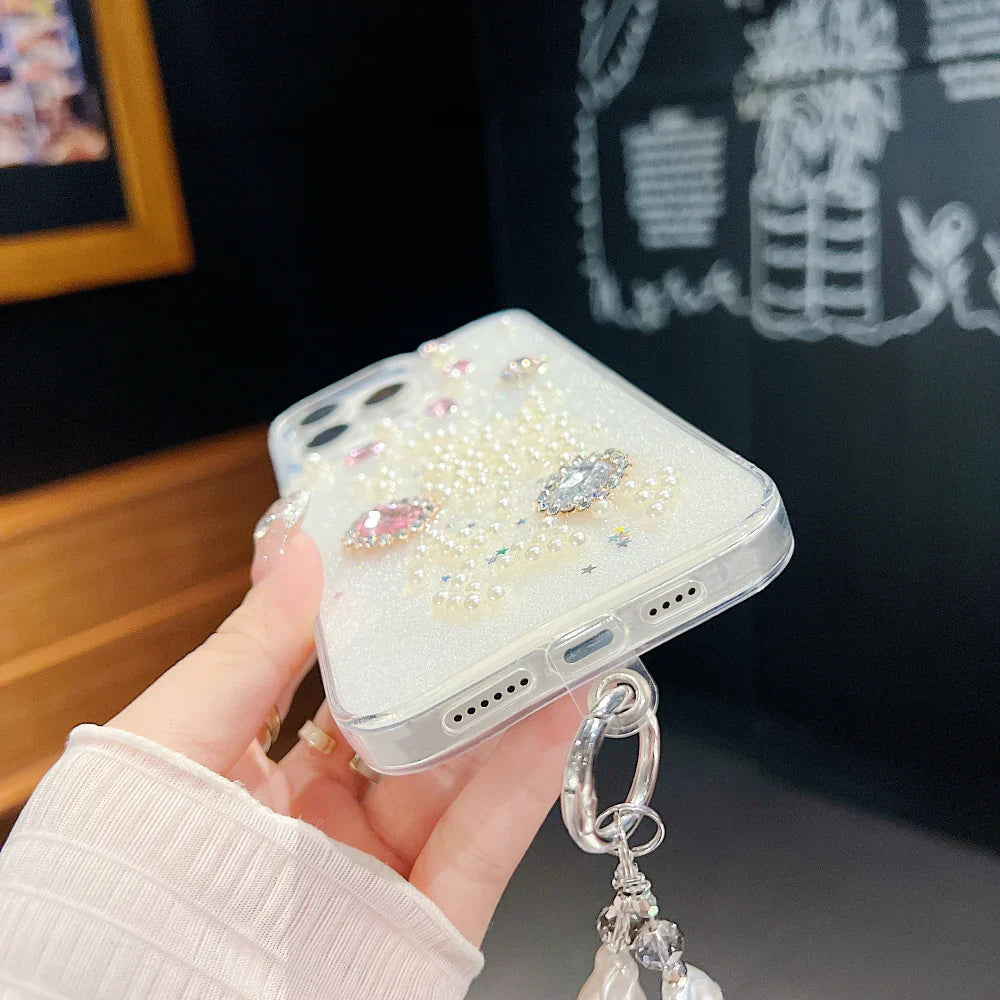Ezlia Colourful Stone iPhone 16 pro max Case with Charm