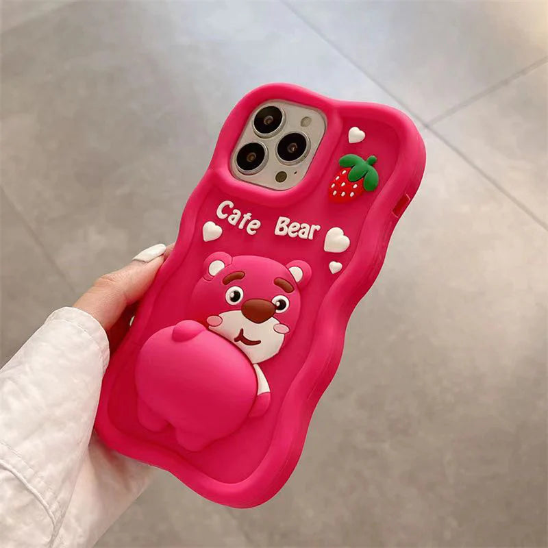 Ezlia Cute Bear Soft Silicon Cartoon IPhone 14 Pro Max Case
