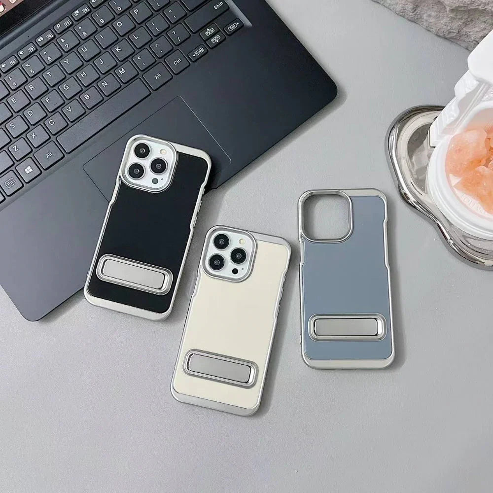 Ezlia Electroplated Metal Kickstand TPU (Soft) iPhone 13 Plus Cases