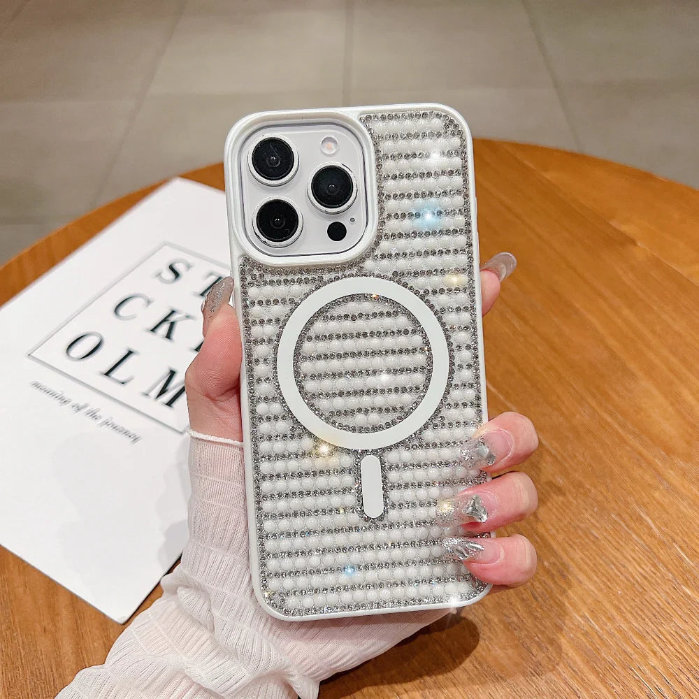 Ezlia Shining Star and Pearl Diamond Magsafe iPhone 13 Plus Case