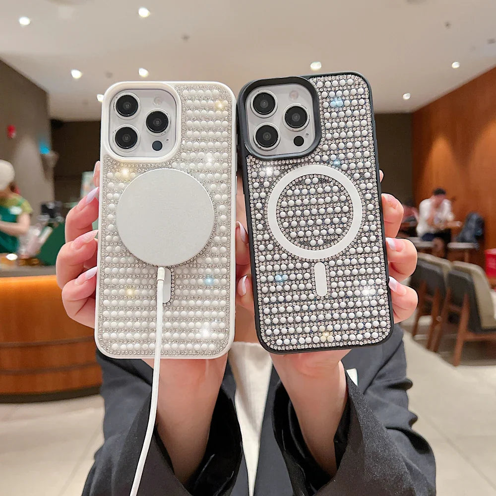 Ezlia Shining Star and Pearl Diamond Magsafe iPhone 15 Plus Cases