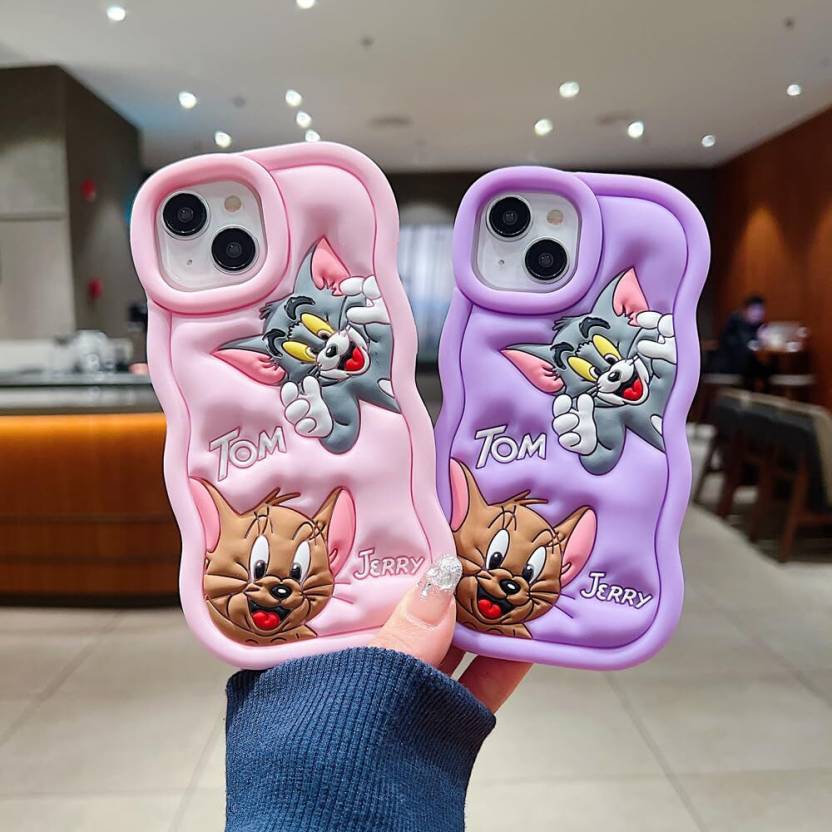 Ezlia Silicone Soft 3D Cartoon Wavy Edge iPhone 12 Plus Cases (Tom & Jerry)