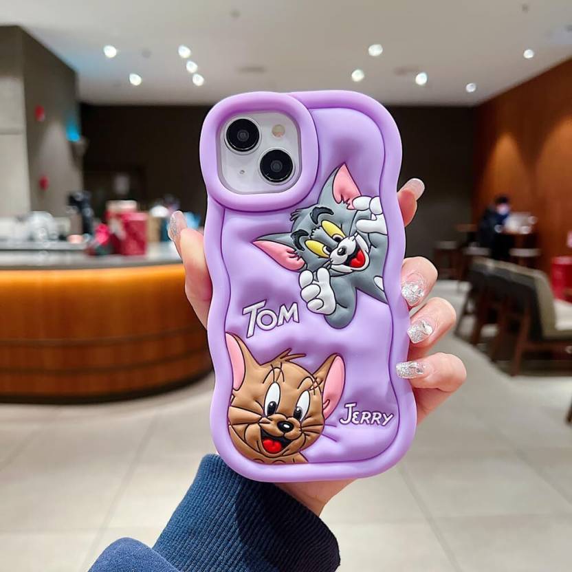 Ezlia Silicone Soft 3D Cartoon Wavy Edge iPhone 16 Case (Tom & Jerry)