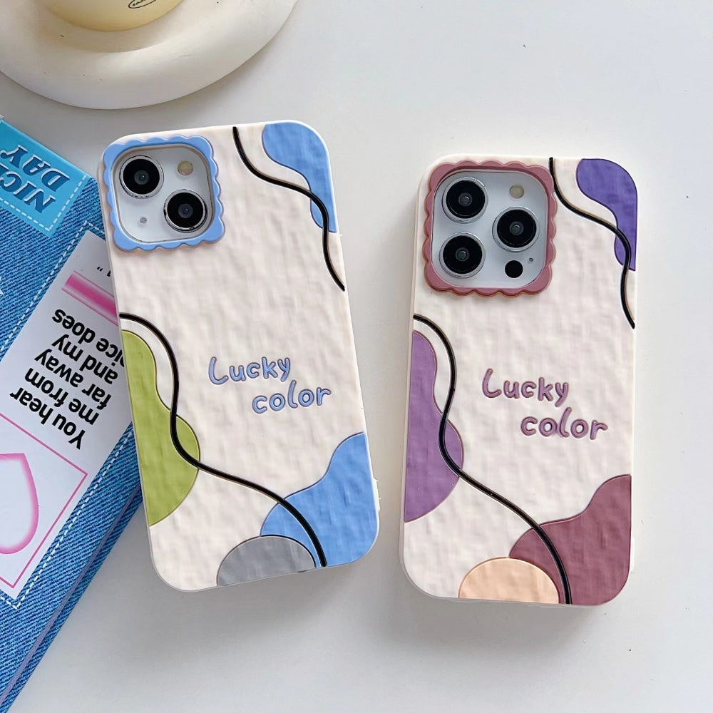Ezlia Stitching Art Geometry Pattern Soft Silicone iPhone 15 Pro Max Cases 