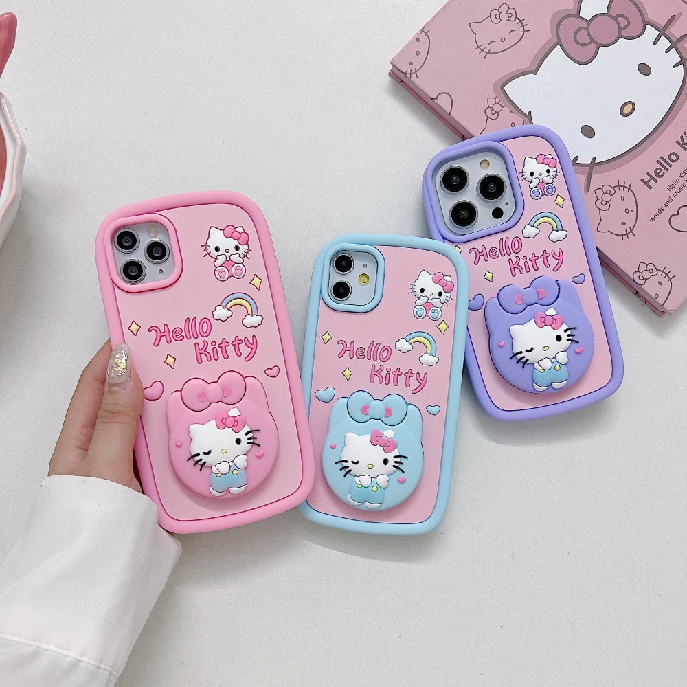 Full Protective Bow Cat Doll (Hello Kitty ) Flip Mirror iPhone 12 Cover