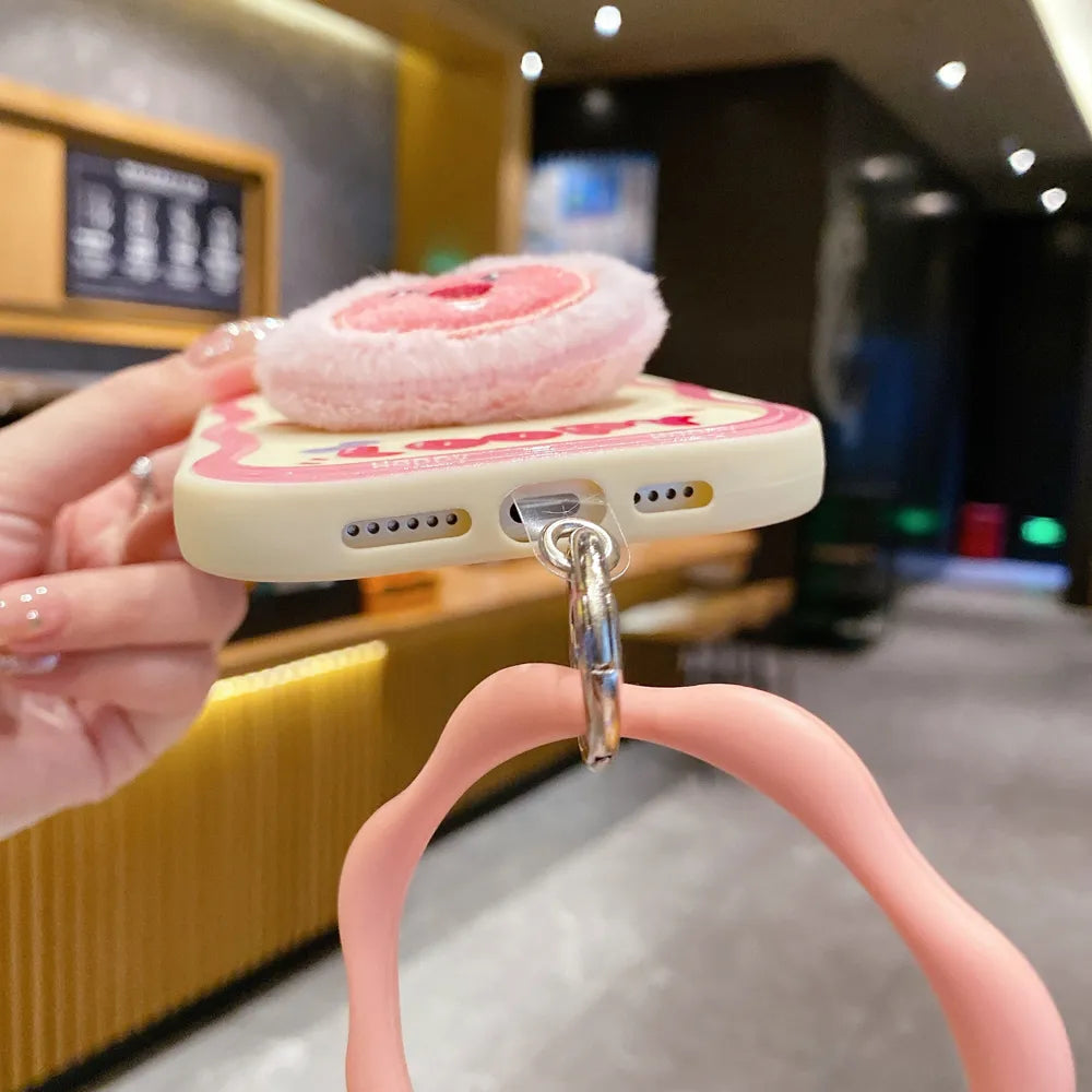 Fur Cartoon Wave Style Light Pink Color Printing TPU (Soft) Camera Protection iPhone Case