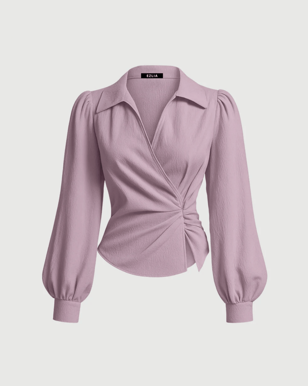 Lavender V-Neck Bubble Wrap Top