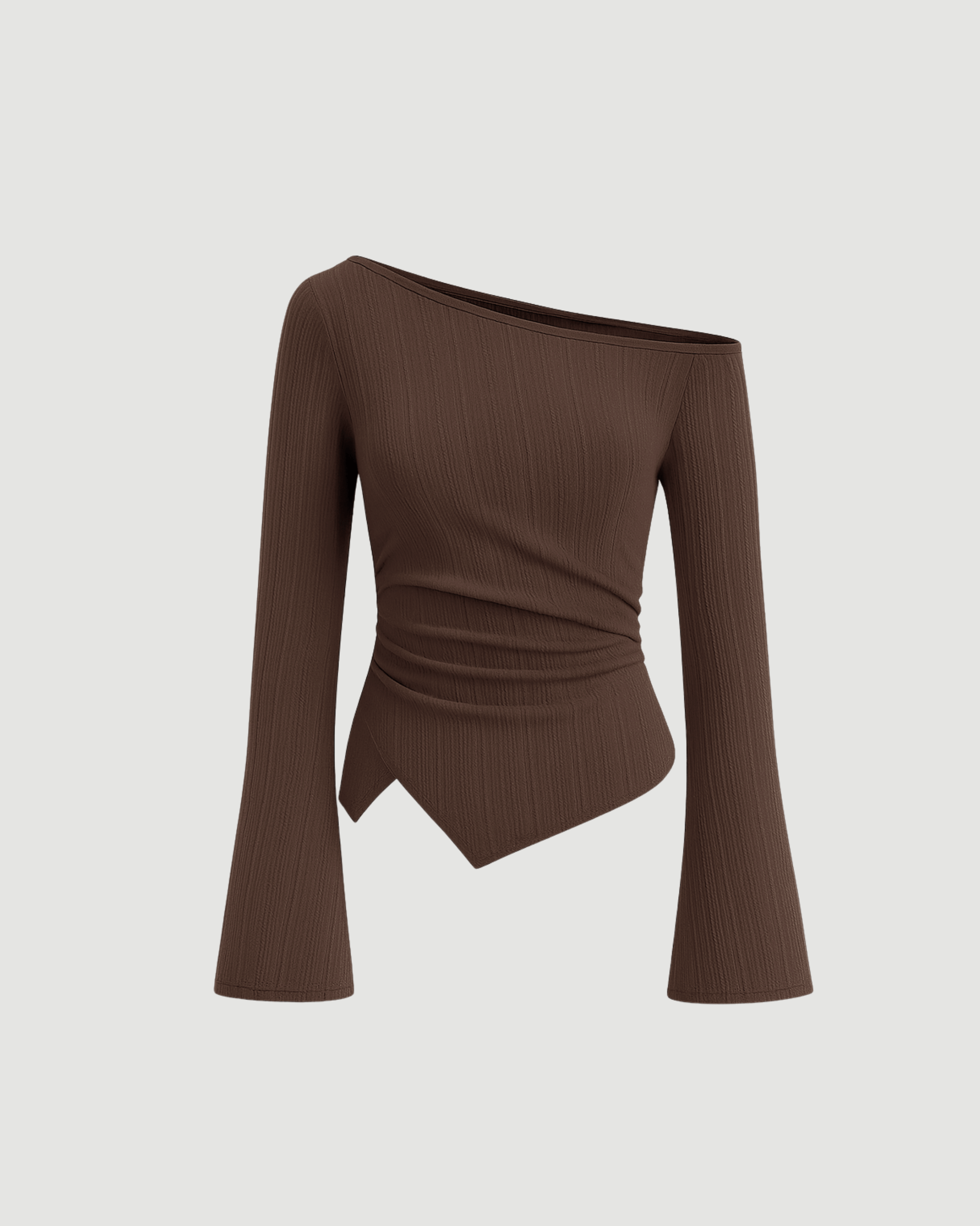 One Shoulder Top – Chocolate Brown