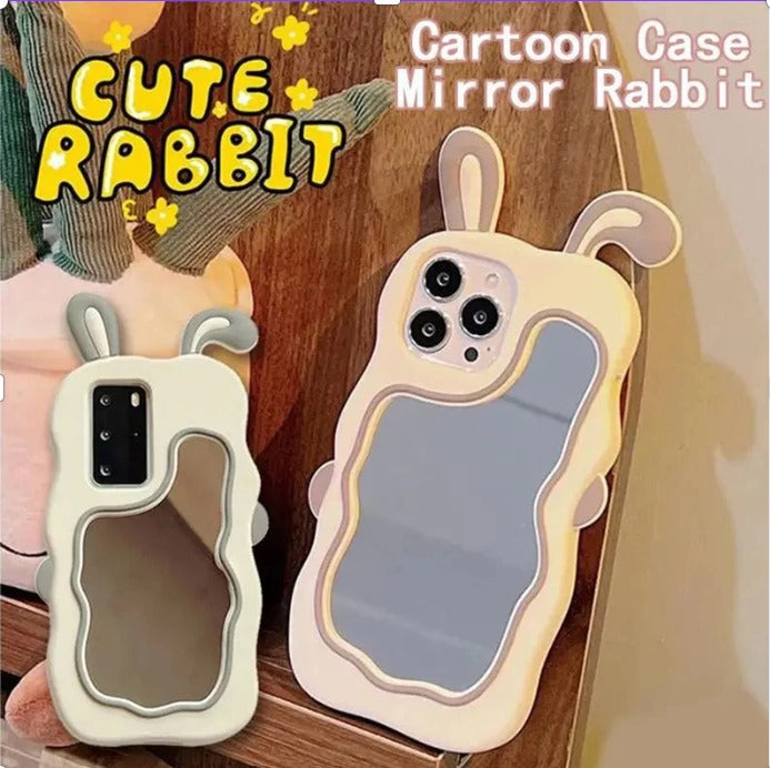 Silicone Mirror Cute Rabbit Design  iPhone 13 Cover