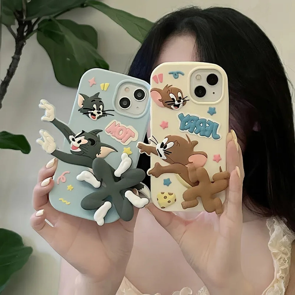 Silicone Soft 3D Running Cartoon iPhone 12 Pro Max Case Tom and Jerry 