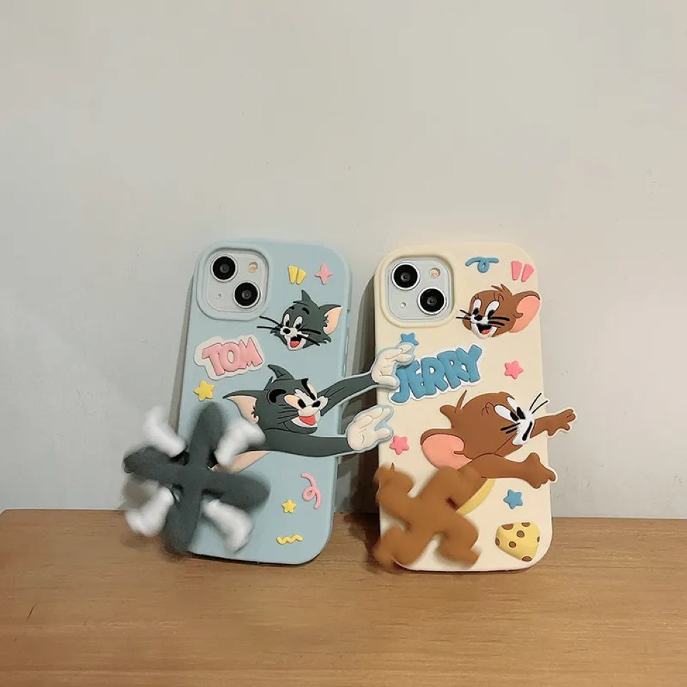 Silicone Soft 3D Running Cartoon iPhone 13 Pro Max Case Tom and Jerry 