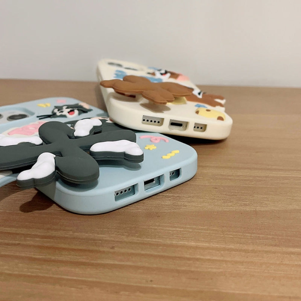 Silicone Soft 3D Running Cartoon iPhone 15 Pro Max Case Tom and Jerry 