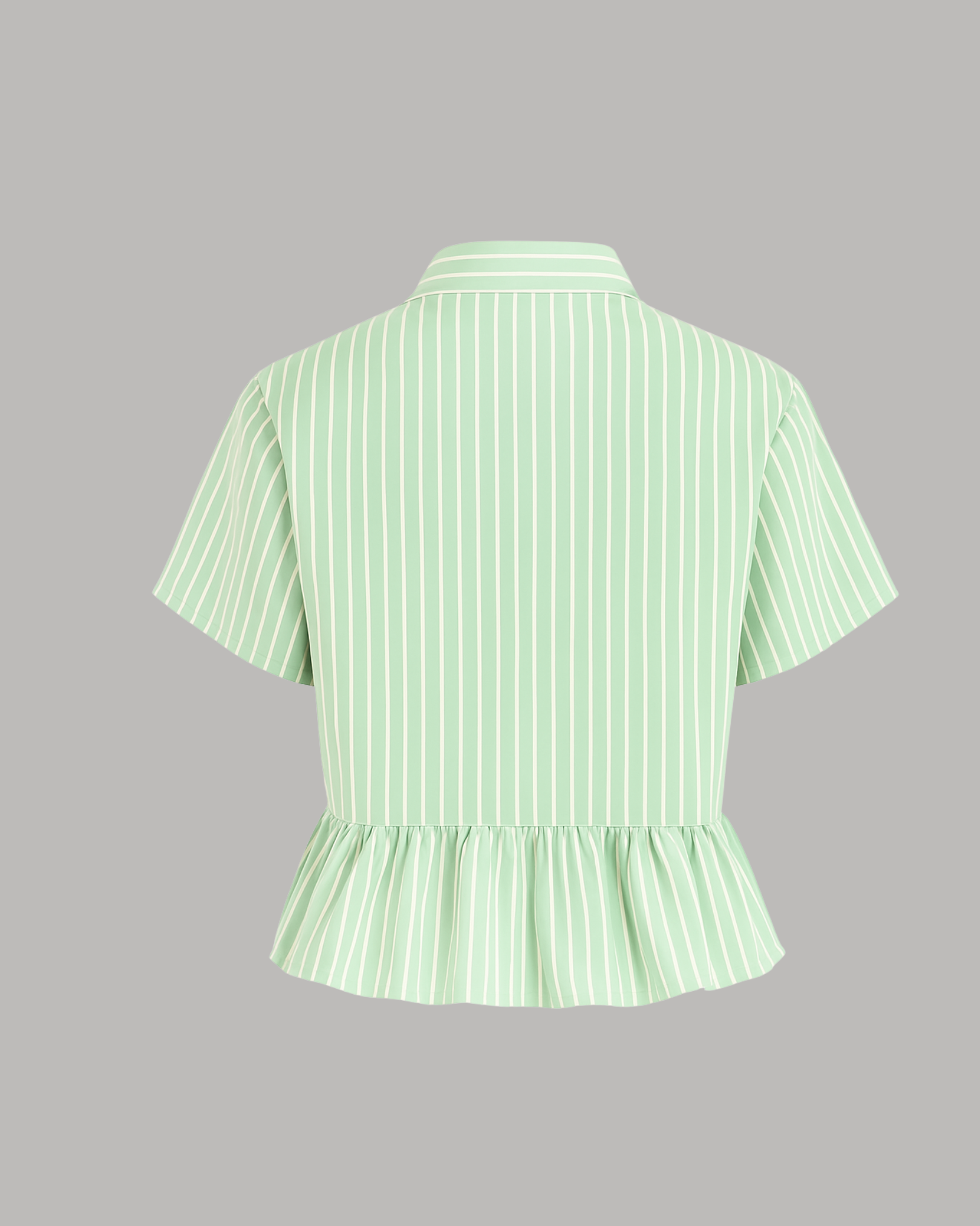 Women's Green Striped Peplum Shirt