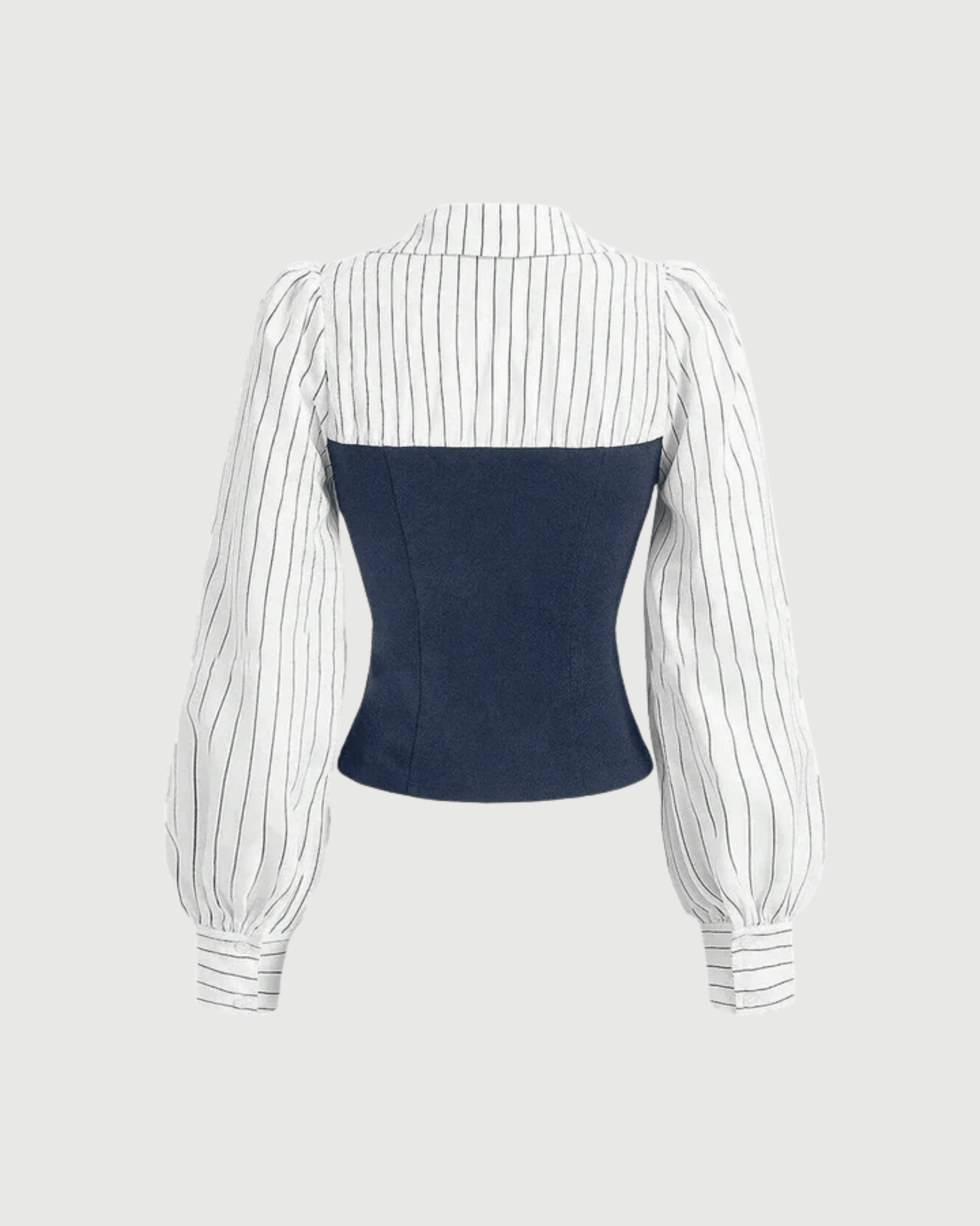 Navy Blue And White Striped Corset Shirt