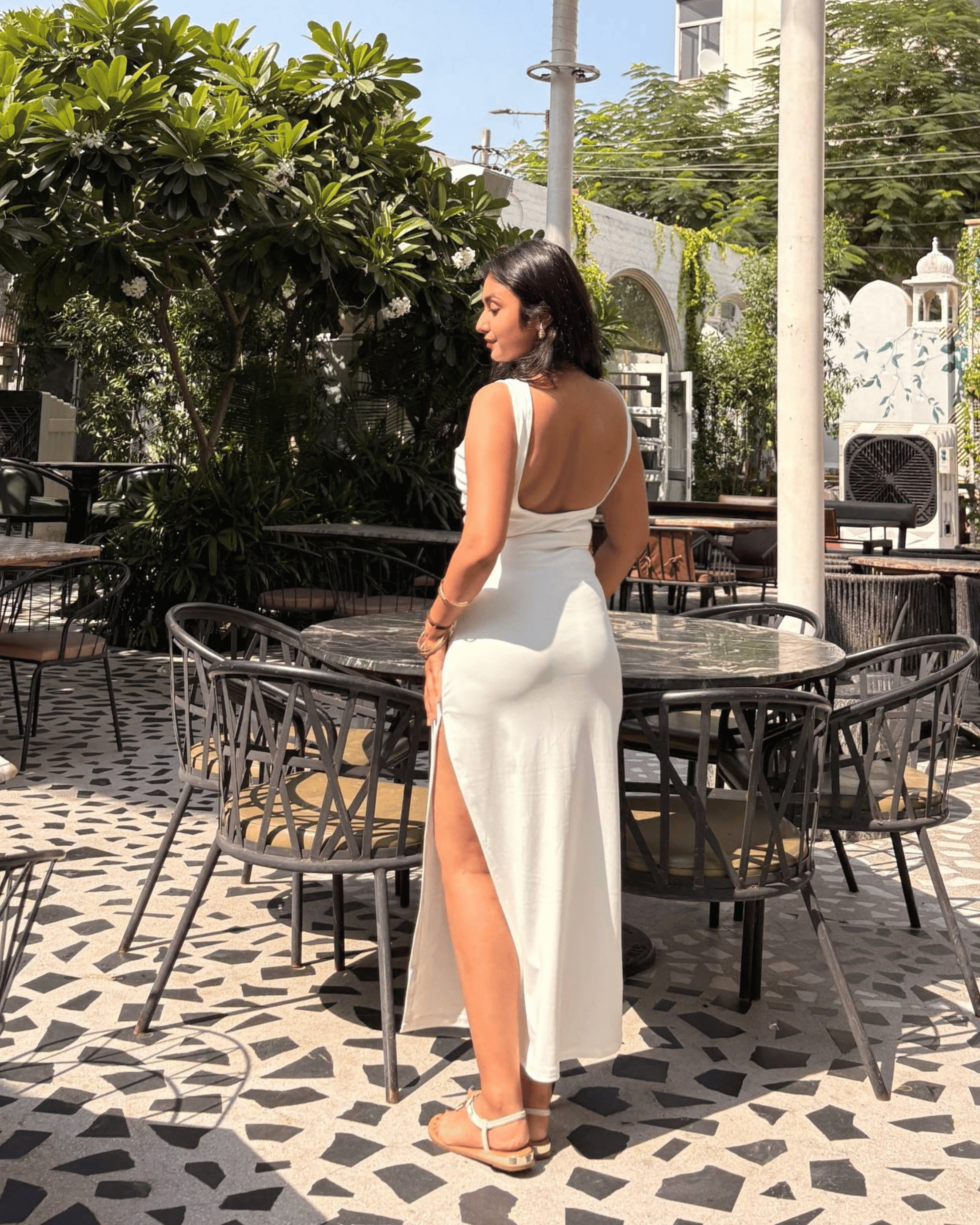 White Sleeveless Bodycon Midi Dress