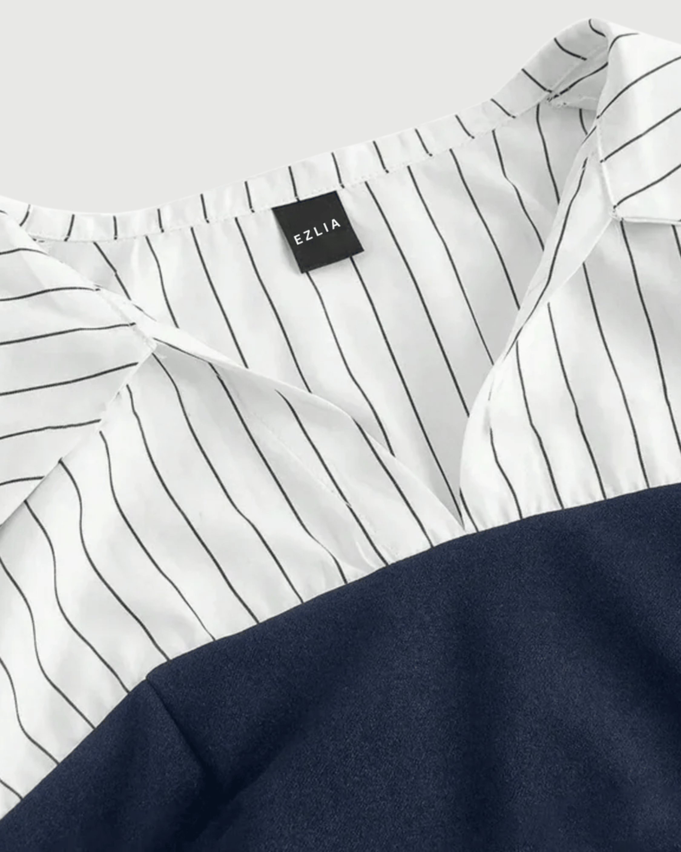 Navy Blue And White Striped Corset Shirt