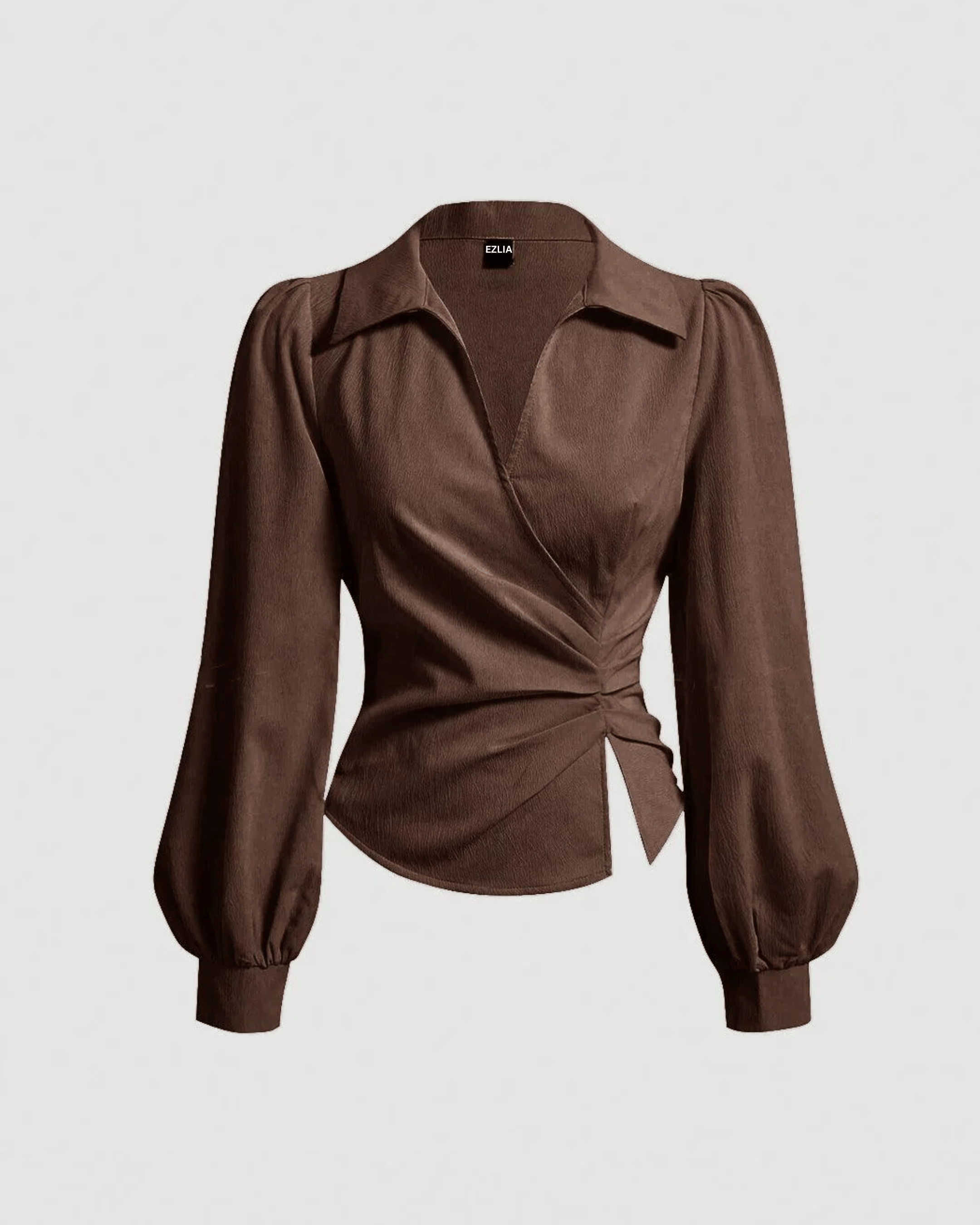 Brown V-Neck Bubble Wrap Top